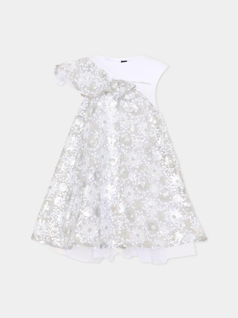 Abito argento per bambina con paillettes,Karl Lagerfeld Kids,Z31139 M31