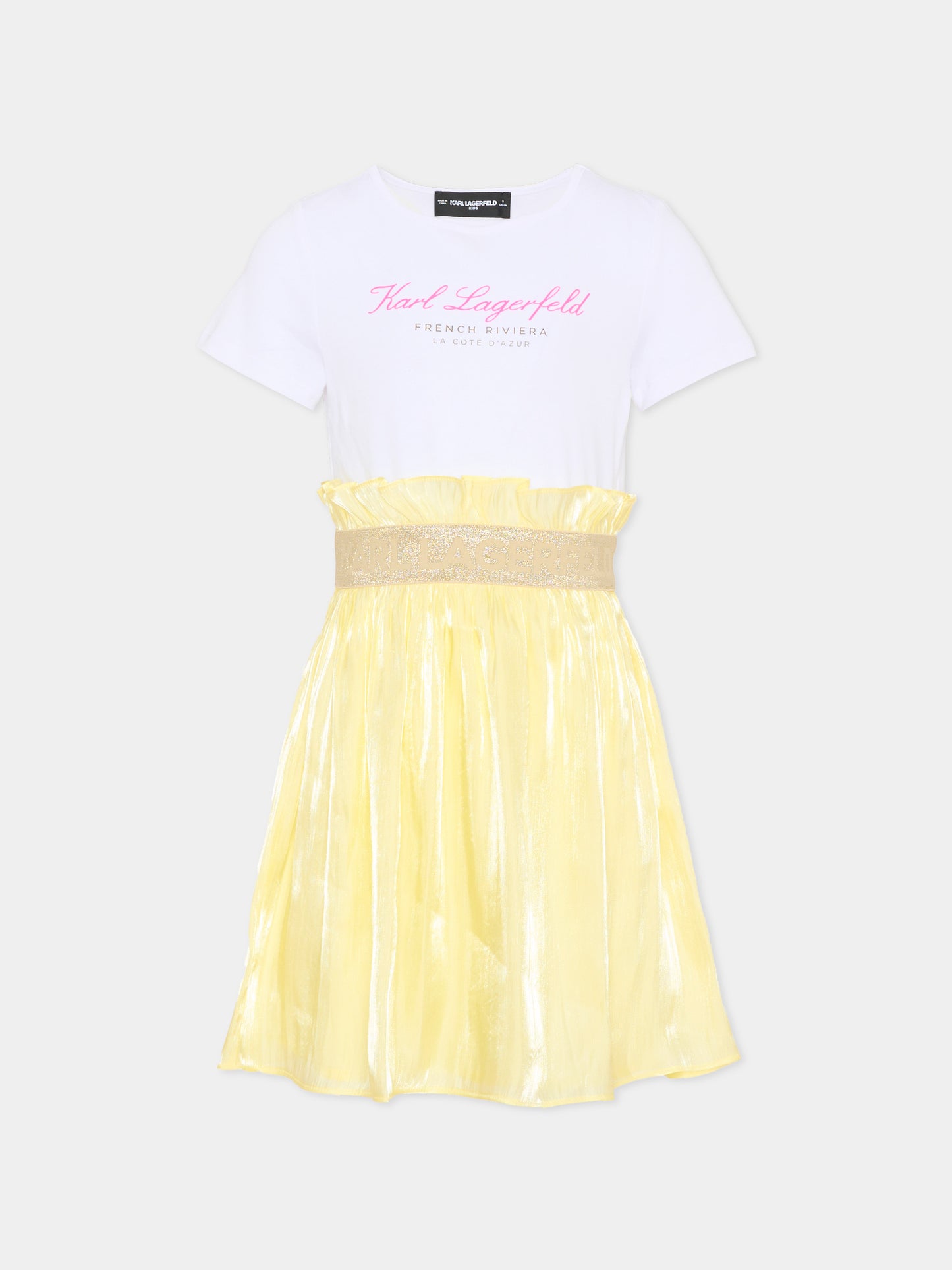Vestito giallo per bambina con logo,Karl Lagerfeld Kids,Z31146 T01