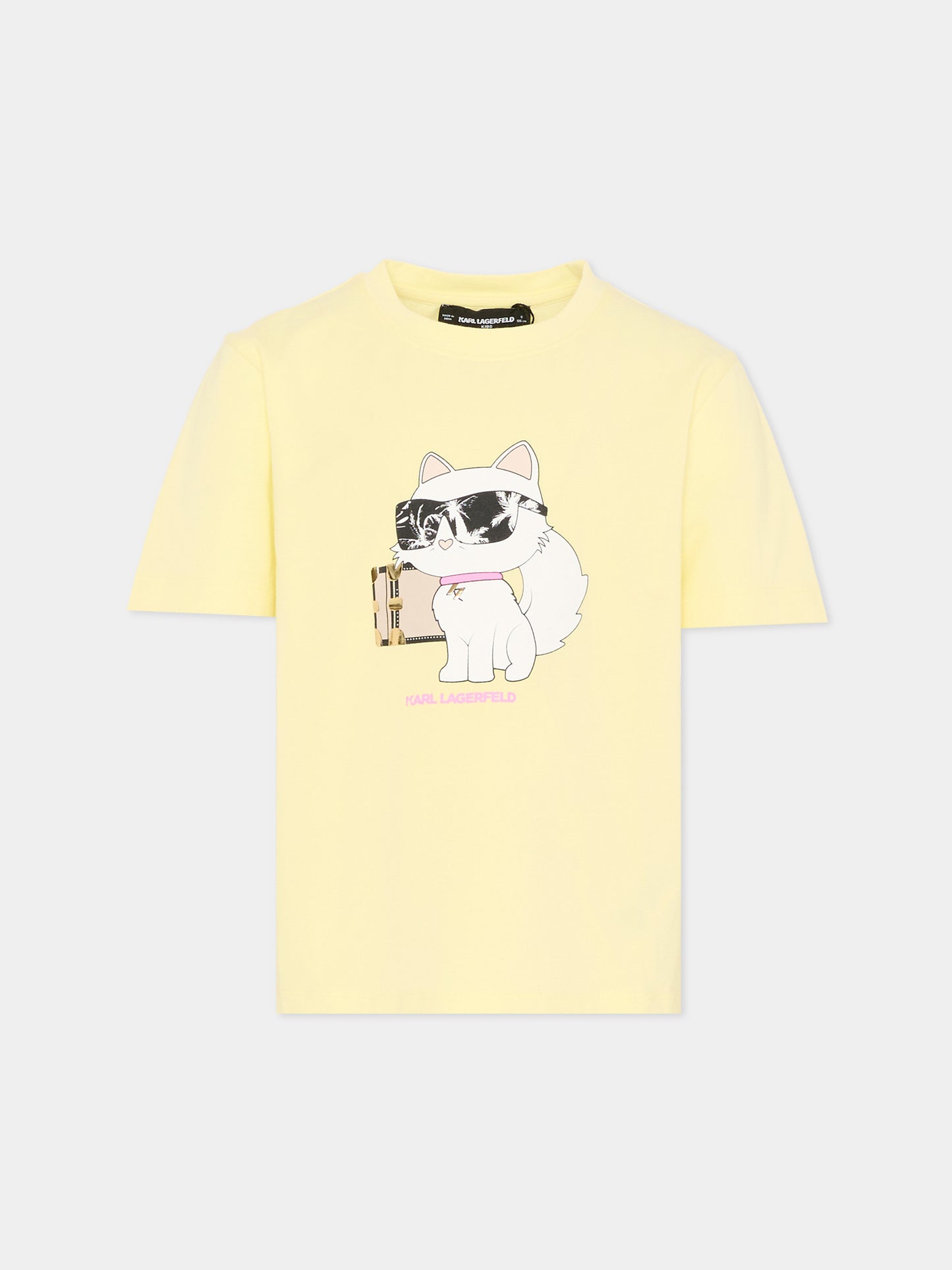 T-shirt gialla per bambina con Choupette,Karl Lagerfeld Kids,Z31162 556