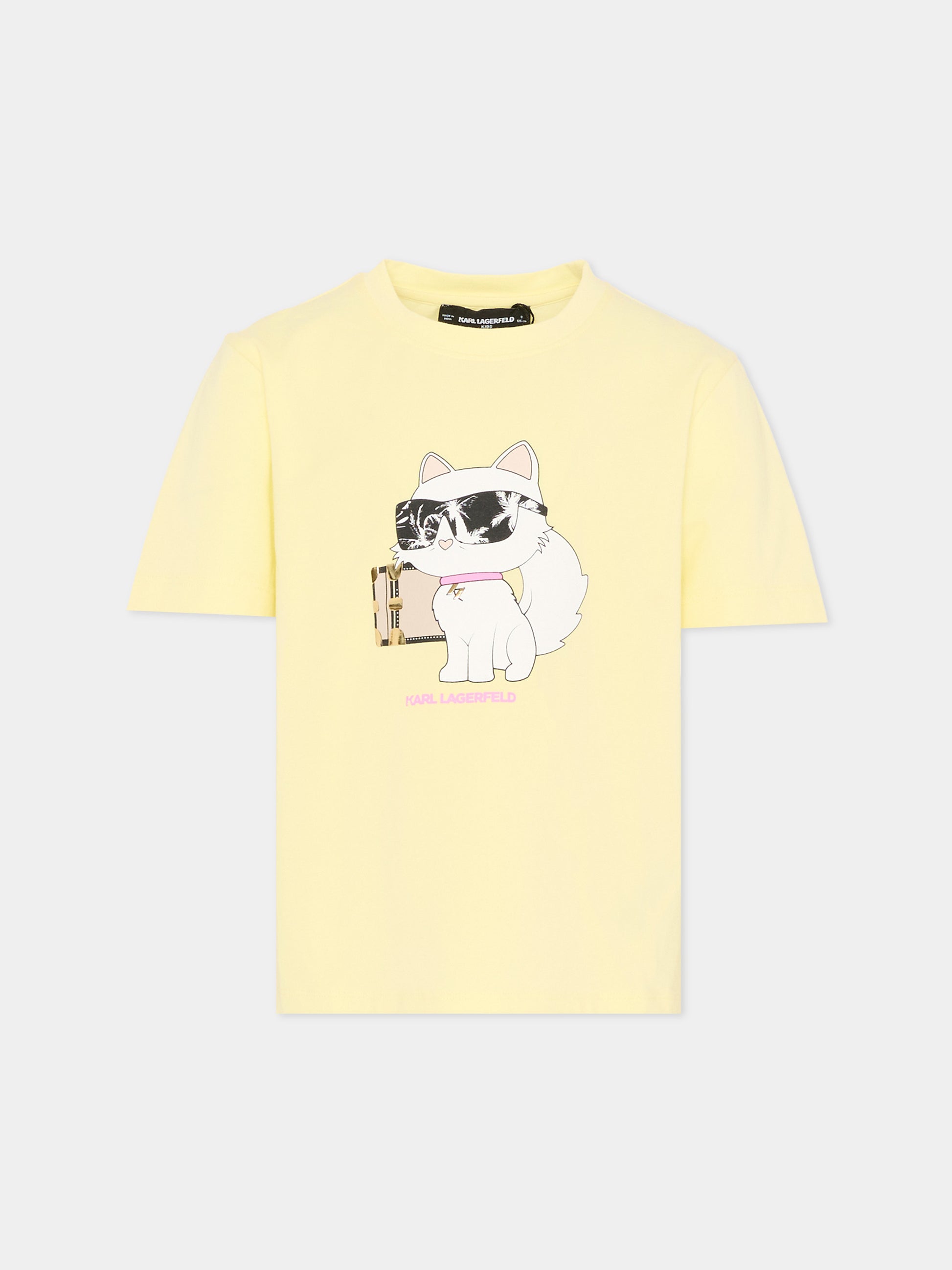 T-shirt gialla per bambina con Choupette,Karl Lagerfeld Kids,Z31162 556