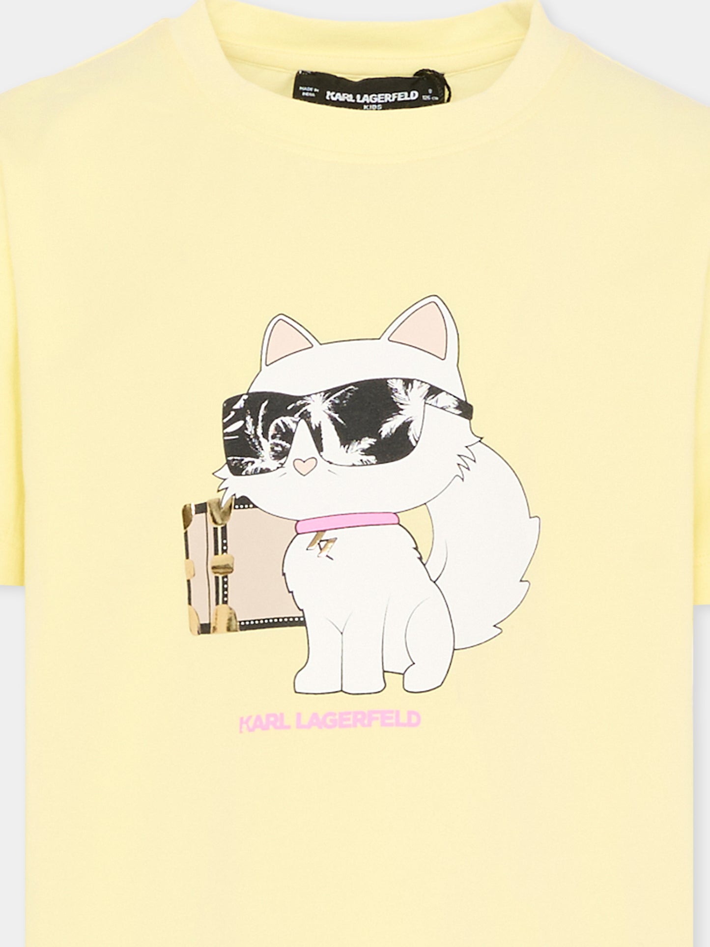 T-shirt gialla per bambina con Choupette,Karl Lagerfeld Kids,Z31162 556