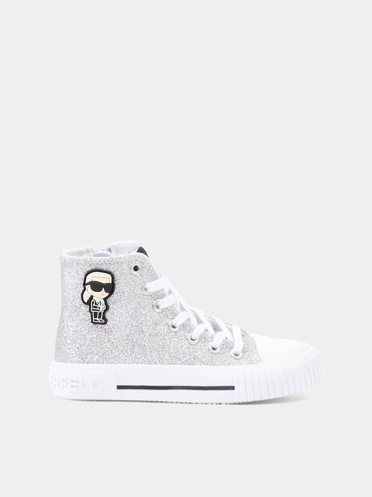 Sneakers argento per bambina con Ikonik Karl,Karl Lagerfeld Kids,Z31171 016