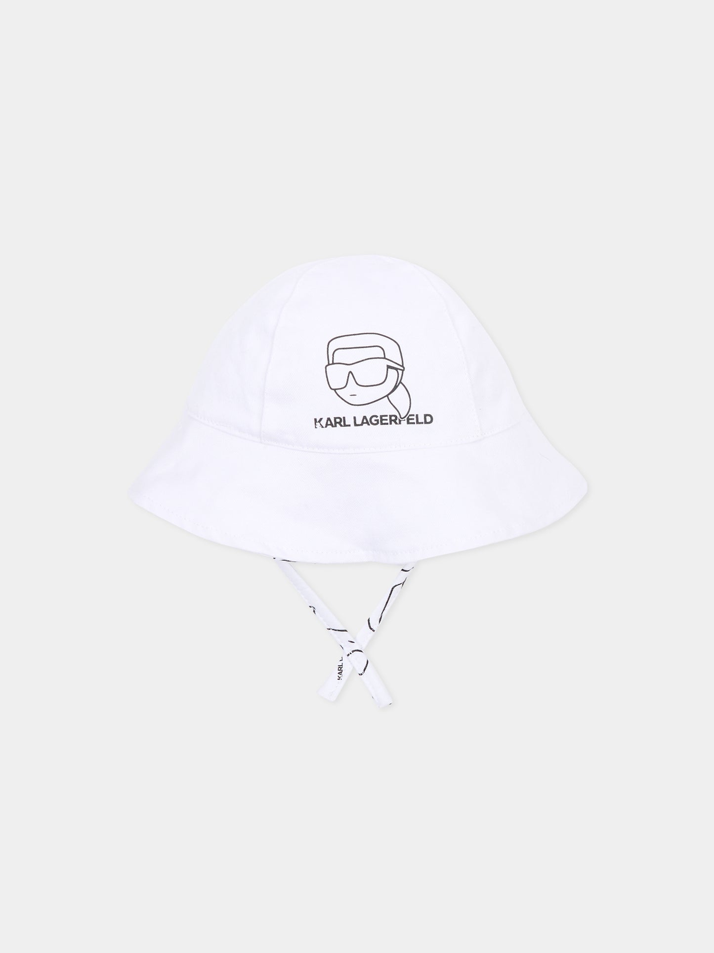 Cloche reversibile bianca per neonato con Karl Lagerfeld,Karl Lagerfeld Kids,Z31188 10P