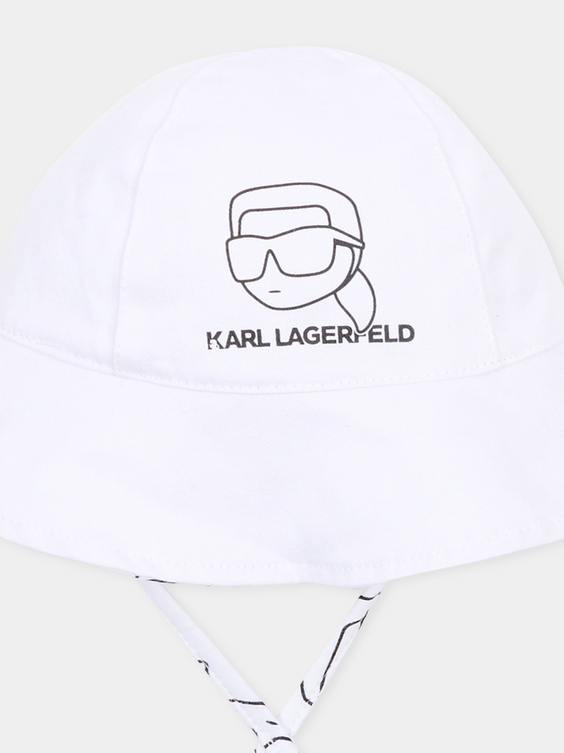 Cloche reversibile bianca per neonato con Karl Lagerfeld,Karl Lagerfeld Kids,Z31188 10P