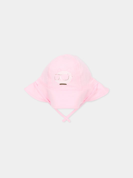 Cloche reversibile rosa per neonata con Choupette,Karl Lagerfeld Kids,Z31190 475