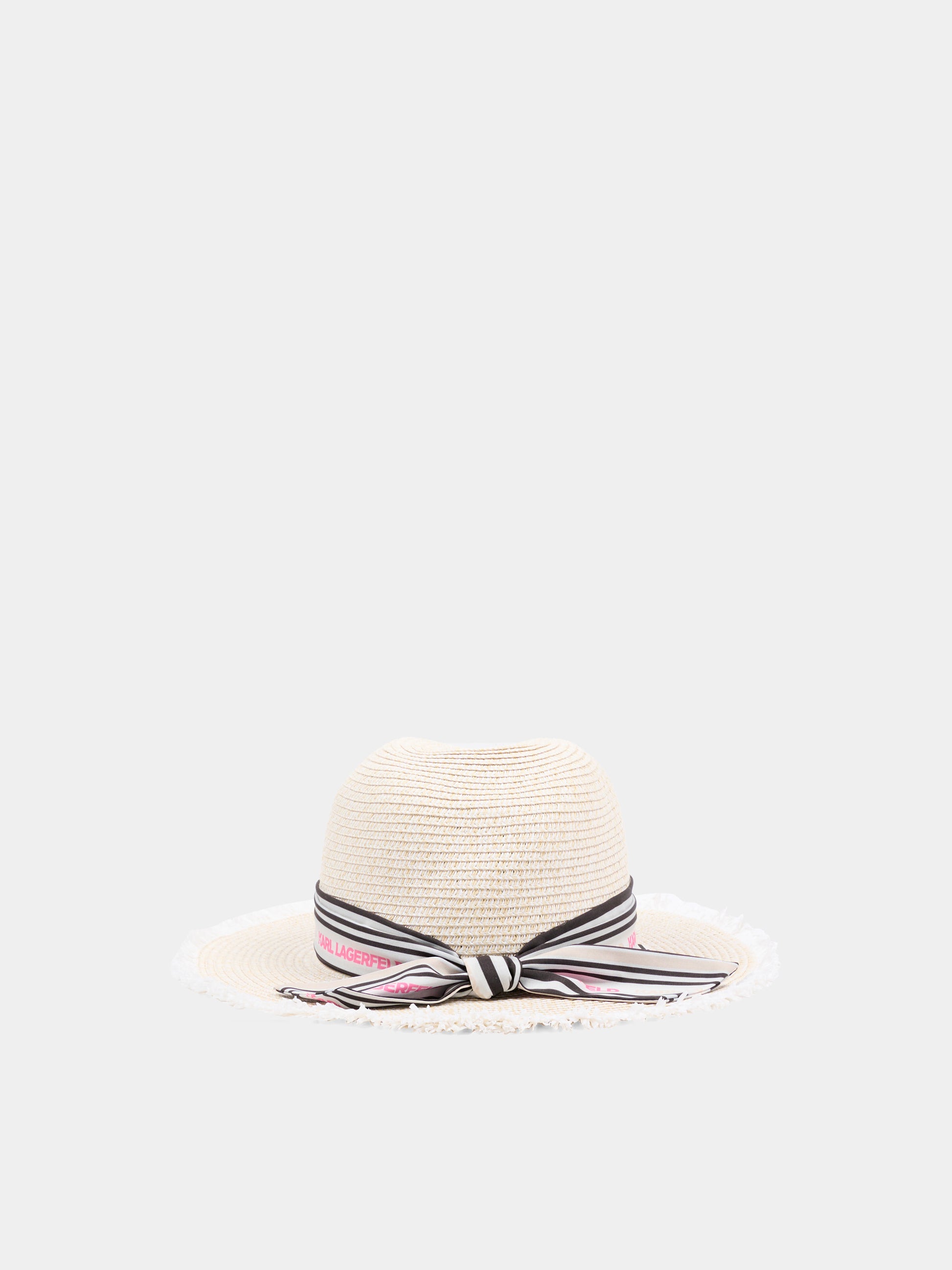 Cappello di paglia beige per bambina logo,Karl Lagerfeld Kids,Z31199 Z40