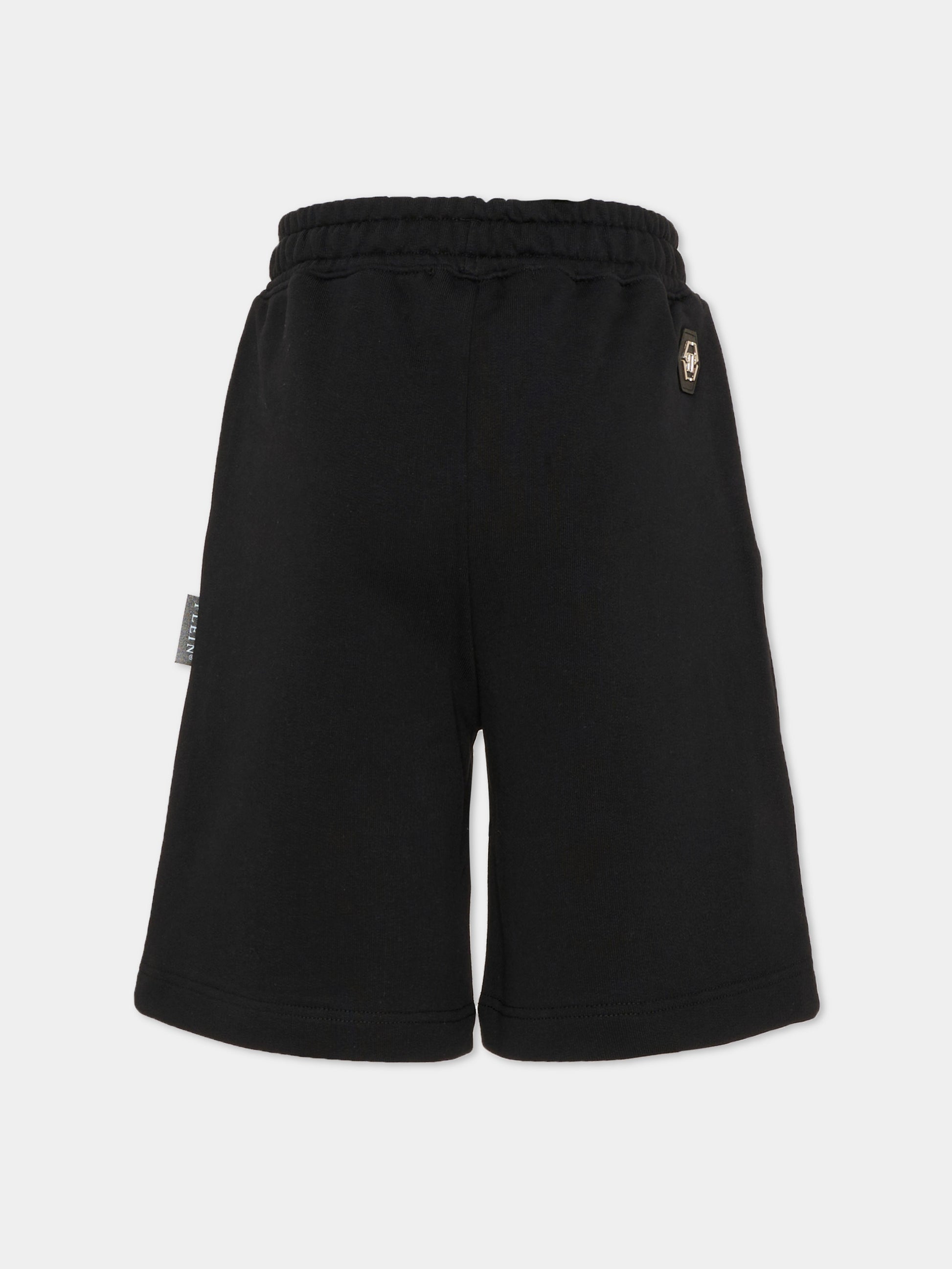 Shorts neri per bambino con teschio,Philipp Plein Junior,S6PHJBBE247 110