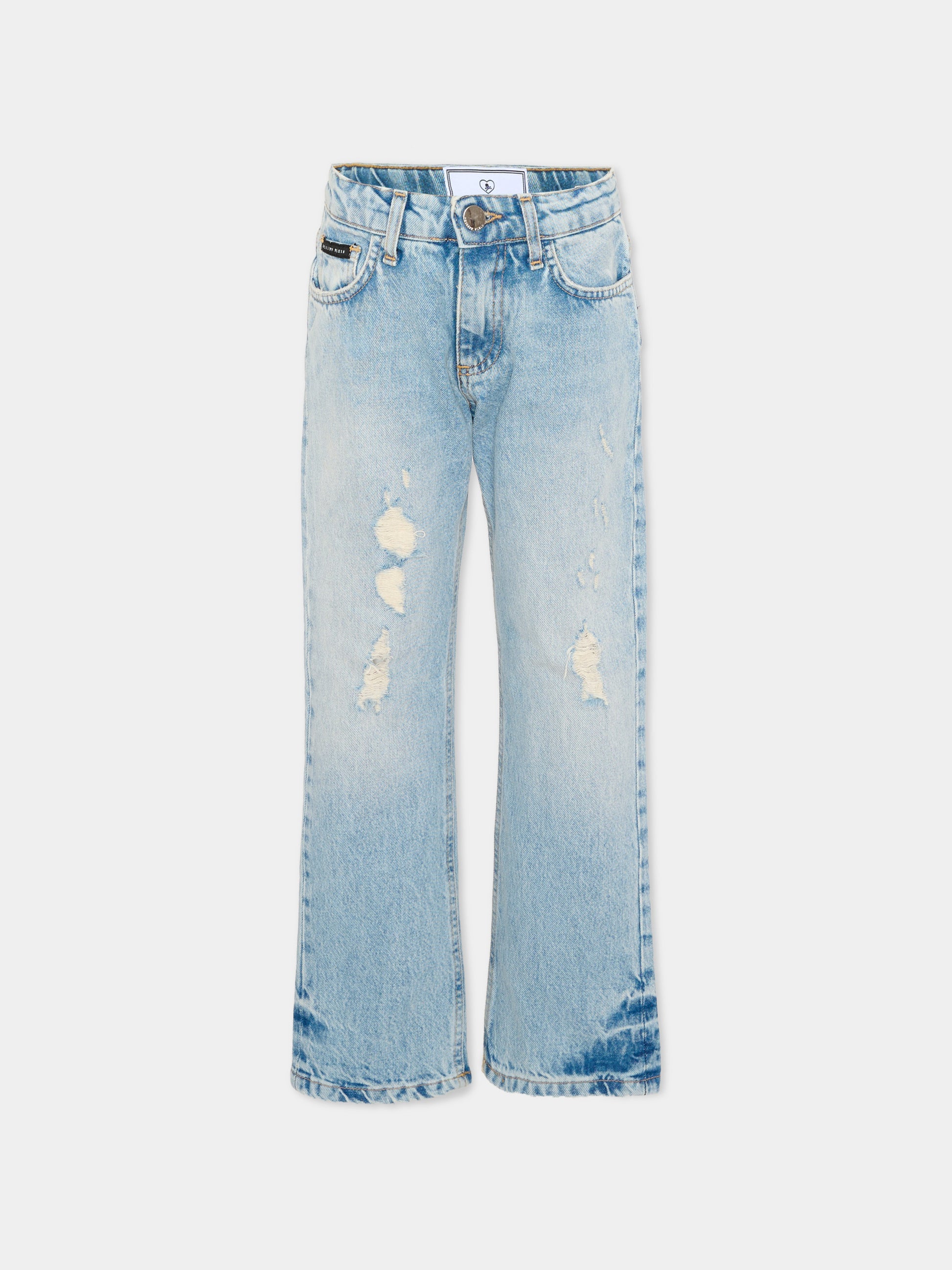 Jeans denim per bambino con logo,Philipp Plein Junior,S6PHJBDP018 126