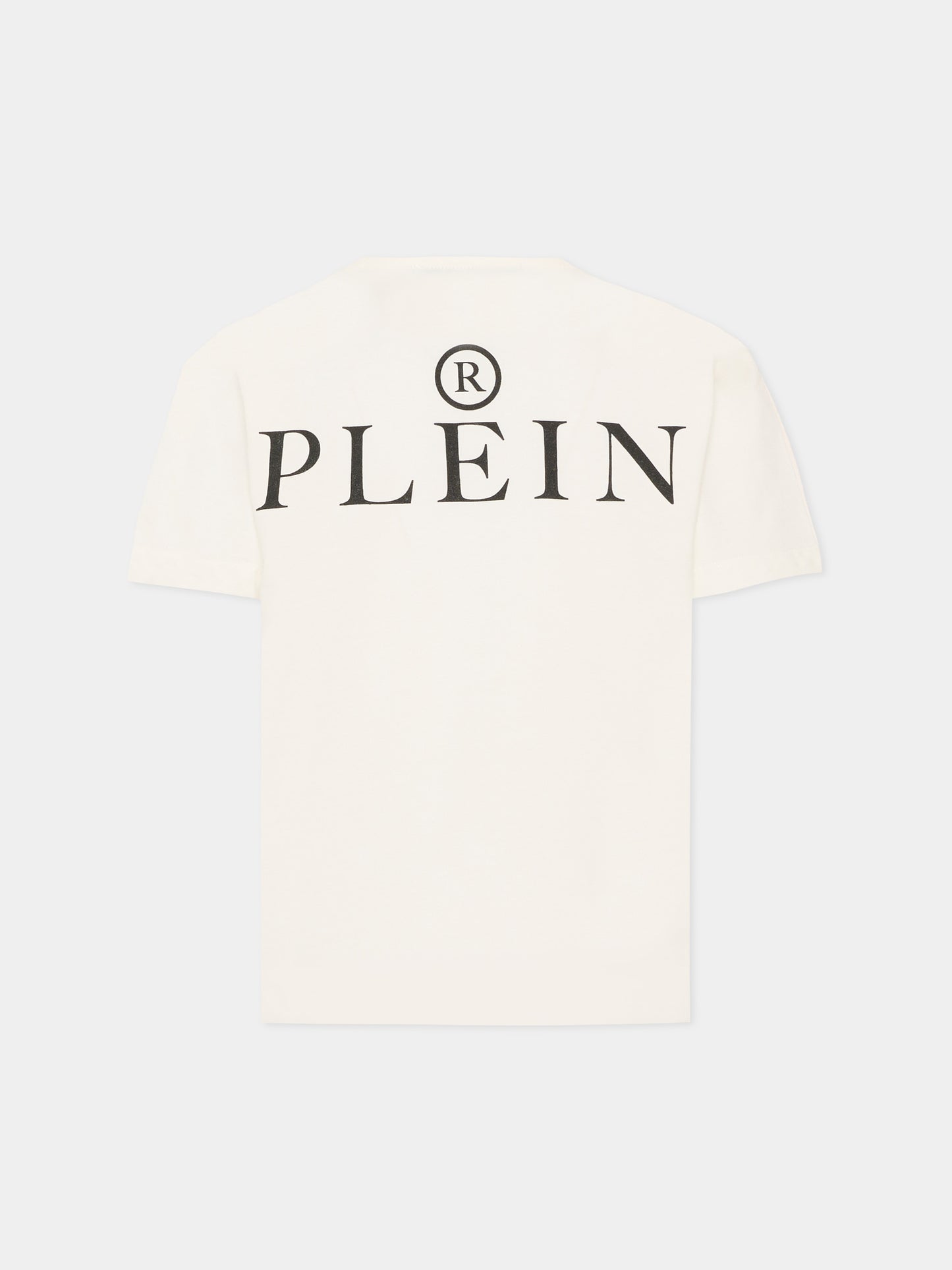 T-shirt avorio per bambino con teschio,Philipp Plein Junior,S6PHJBTH045 002