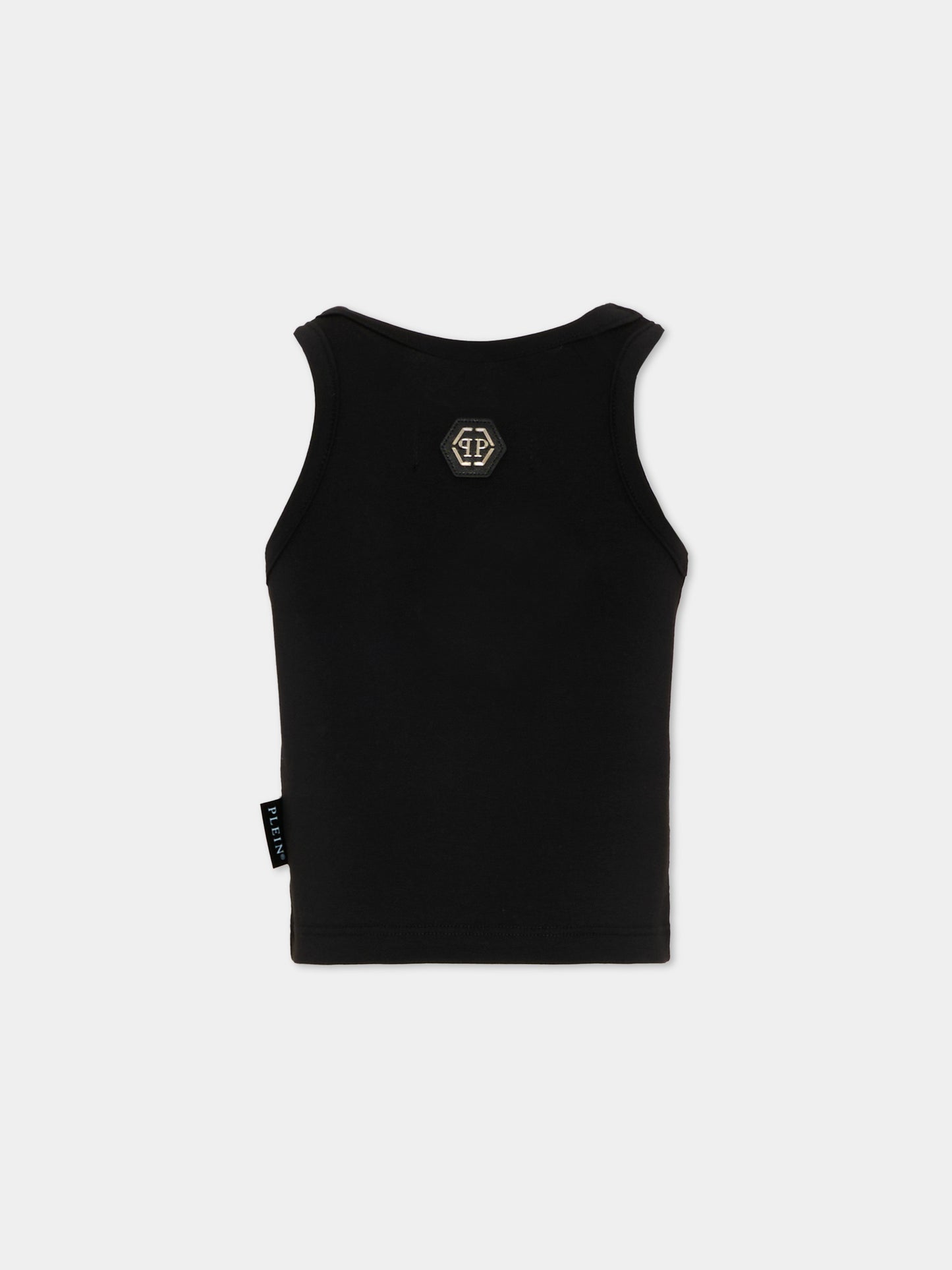 Top nero per bambina con orsetto,Philipp Plein Junior,S6PHJGTA163 110