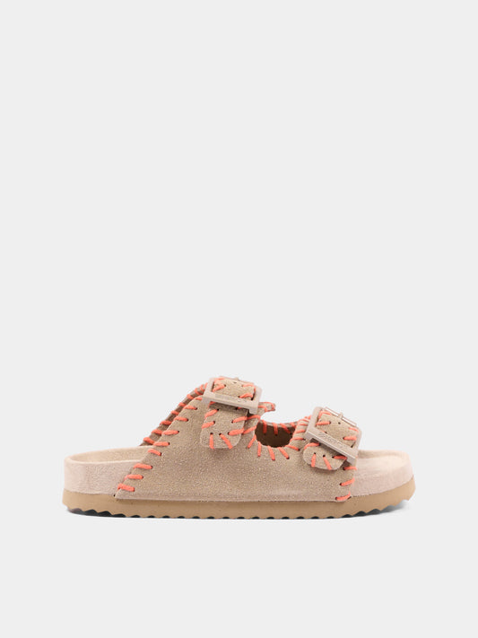 Sandali beige per bambina con impunture,Colors Of California,HC 2610 MUD