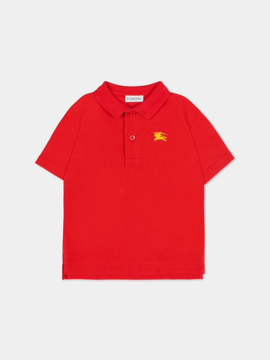 Polo rossa per bambino con cavaliere equestre,Burberry Kids,8121357 B7308