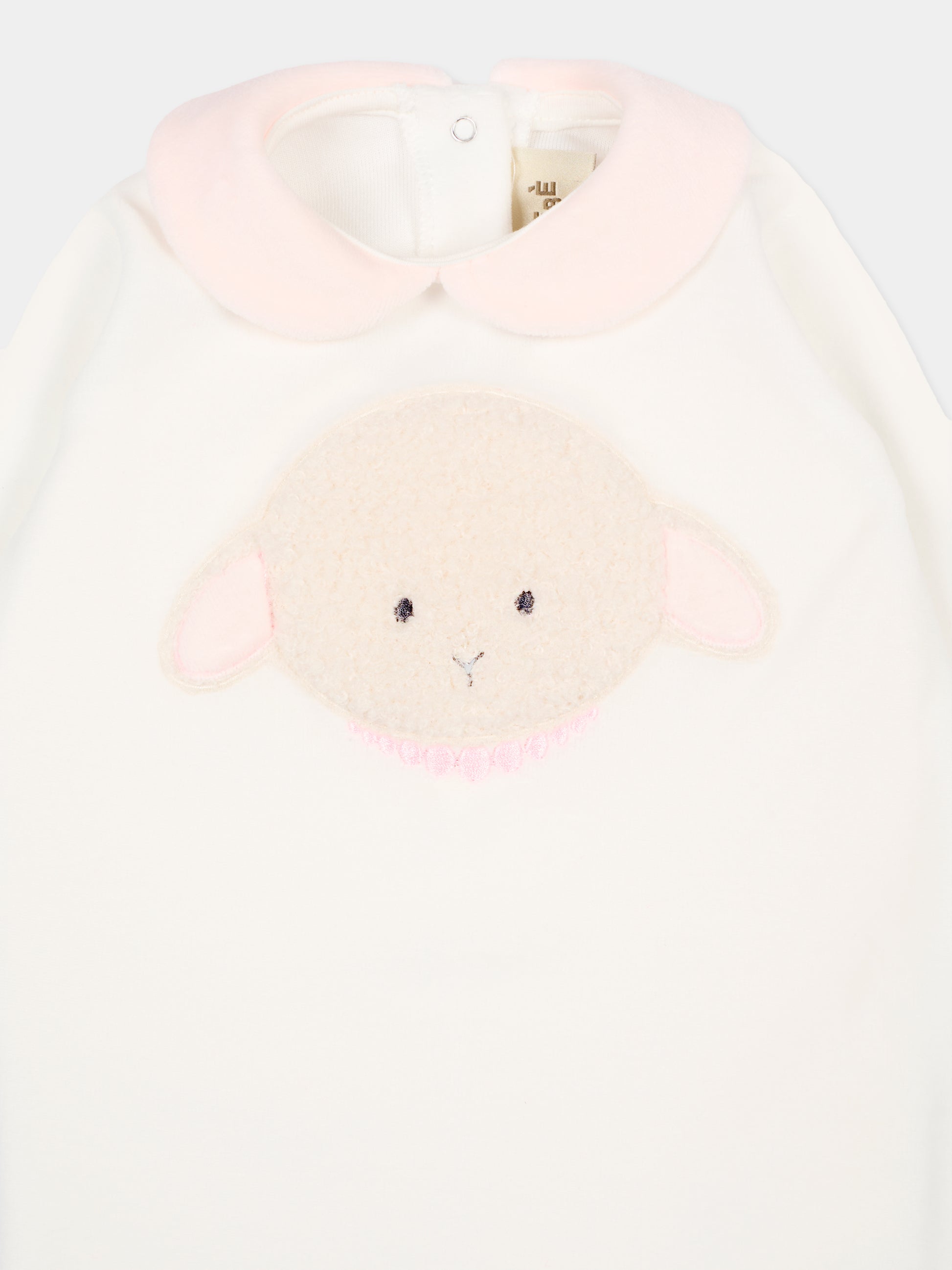 Tutina bianca per neonata con agnellino e collana,Le Boo Beebè,CB011 2030
