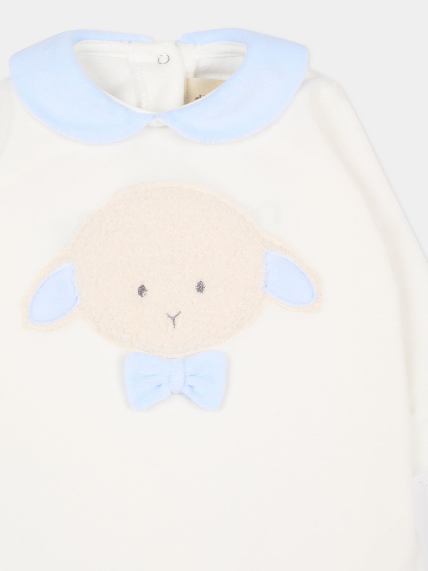 Tutina bianca per neonato con agnellino e papillon,Le Boo Beebè,CB011 2040
