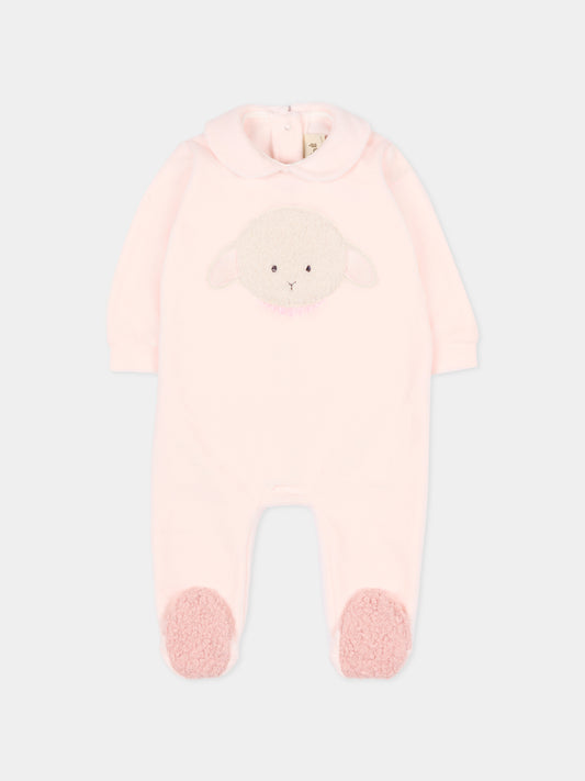 Tutina rosa per neonata con agnellino e collana,Le Boo Beebè,CB011 30