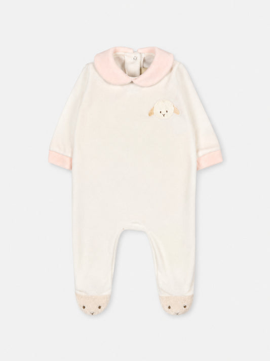 Tutina bianca per neonata con agnellino,Le Boo Beebè,CB012 2030