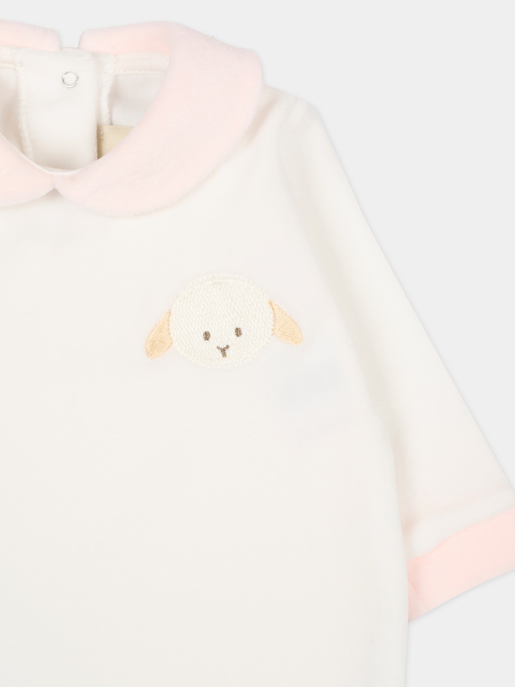 Tutina bianca per neonata con agnellino,Le Boo Beebè,CB012 2030