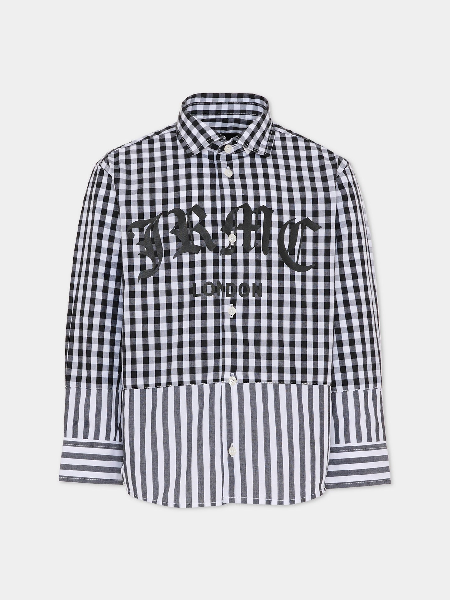 Camicia nera per bambino con logo,Richmond,RBA25033CA MICRO STRIPES