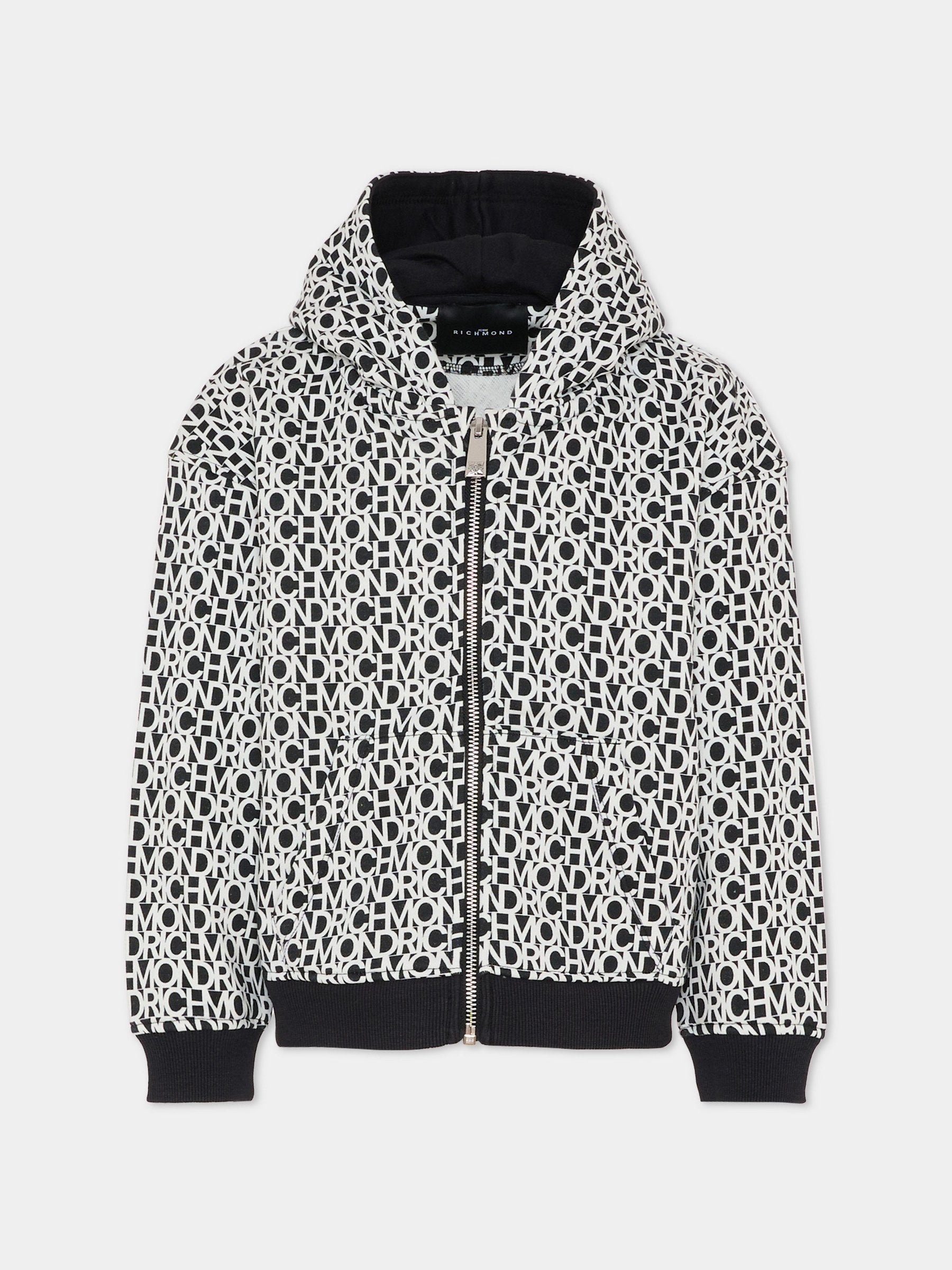 Felpa nera per bambino con logo,Richmond,RBA25045FE LETTERING