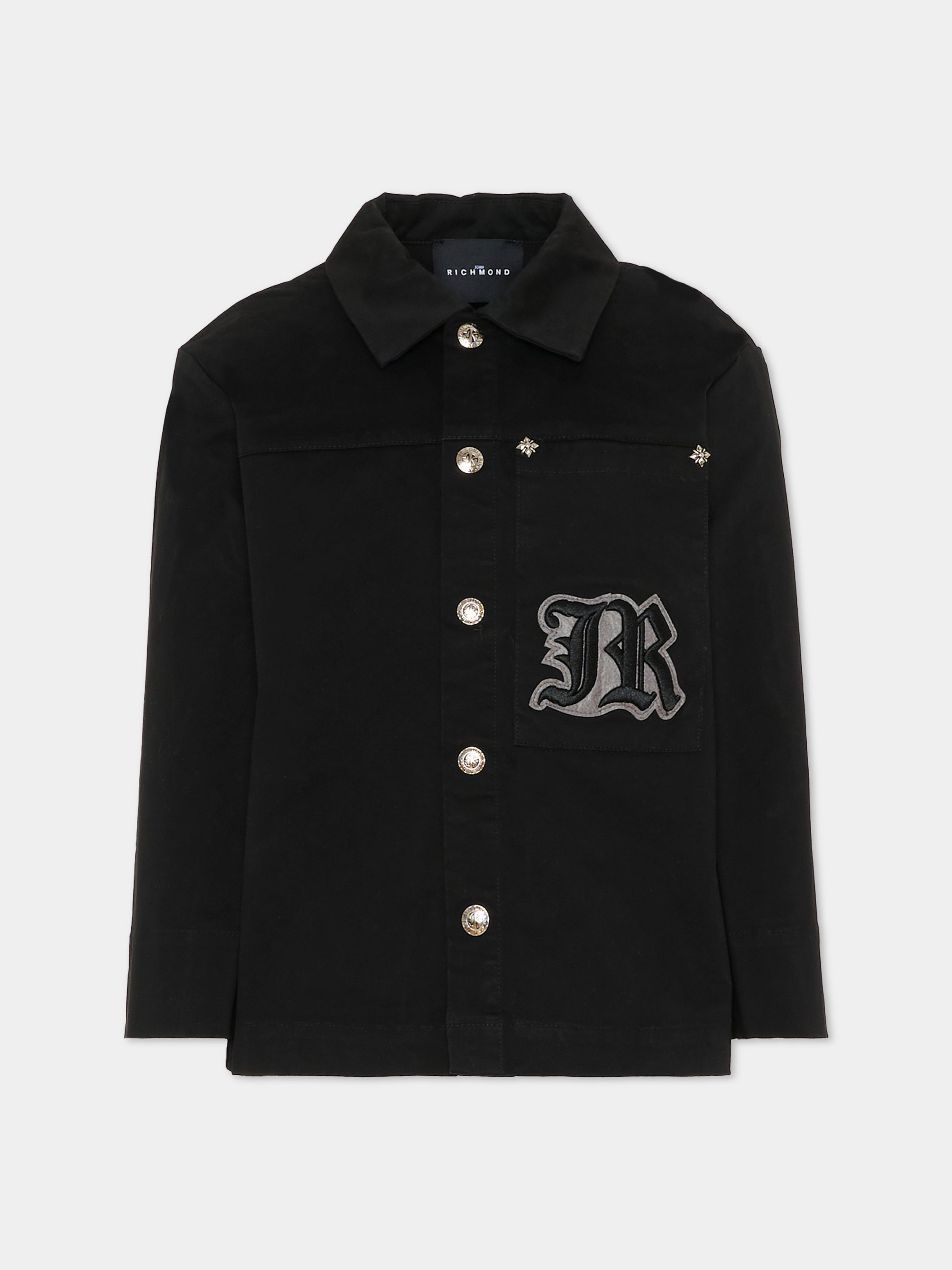 Camicia nera per bambino con logo,Richmond,RBA25056CA BLACK