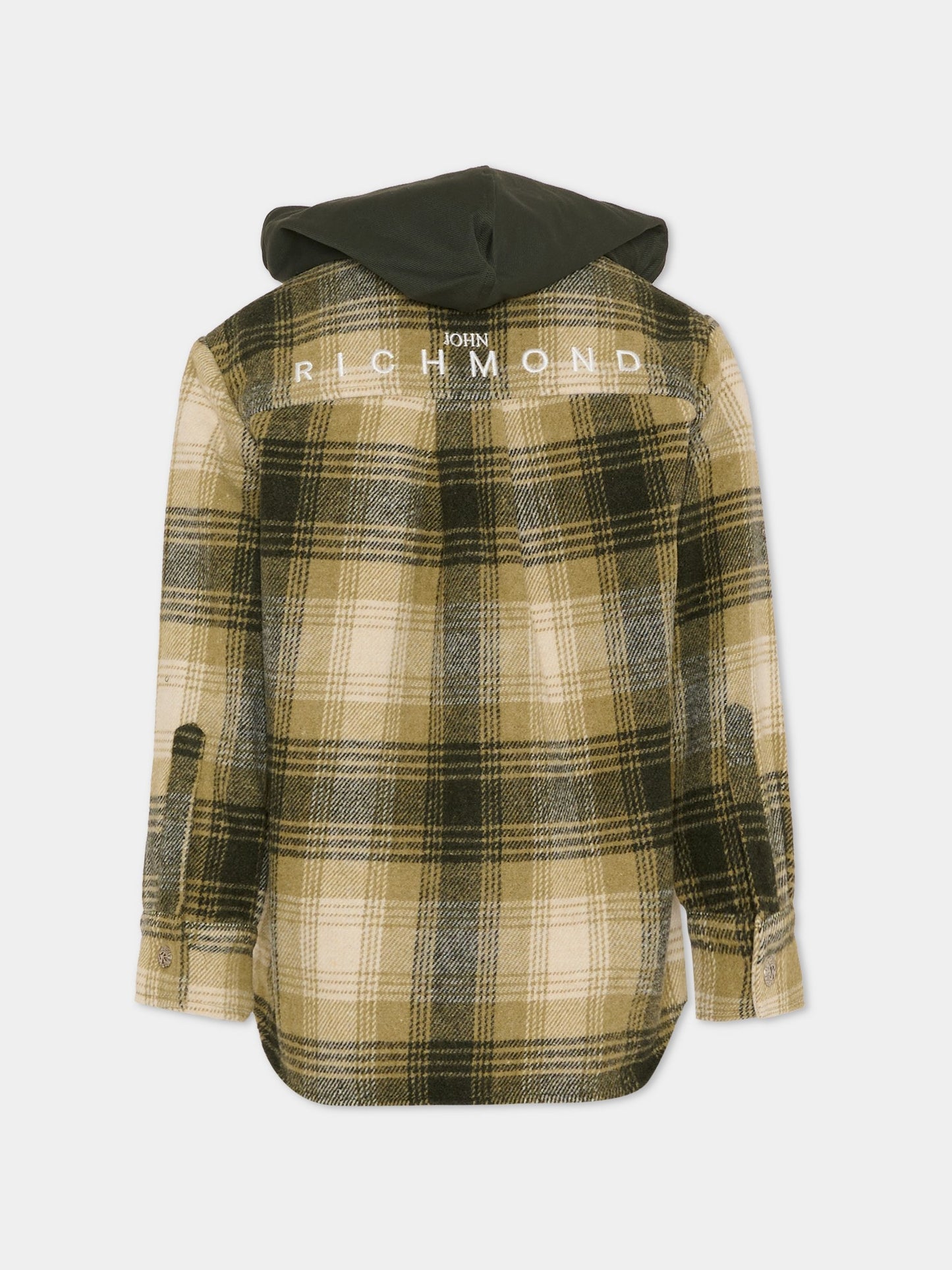 Camicia verde per bambino con logo,Richmond,RBA25067CA GREEN TARTAN