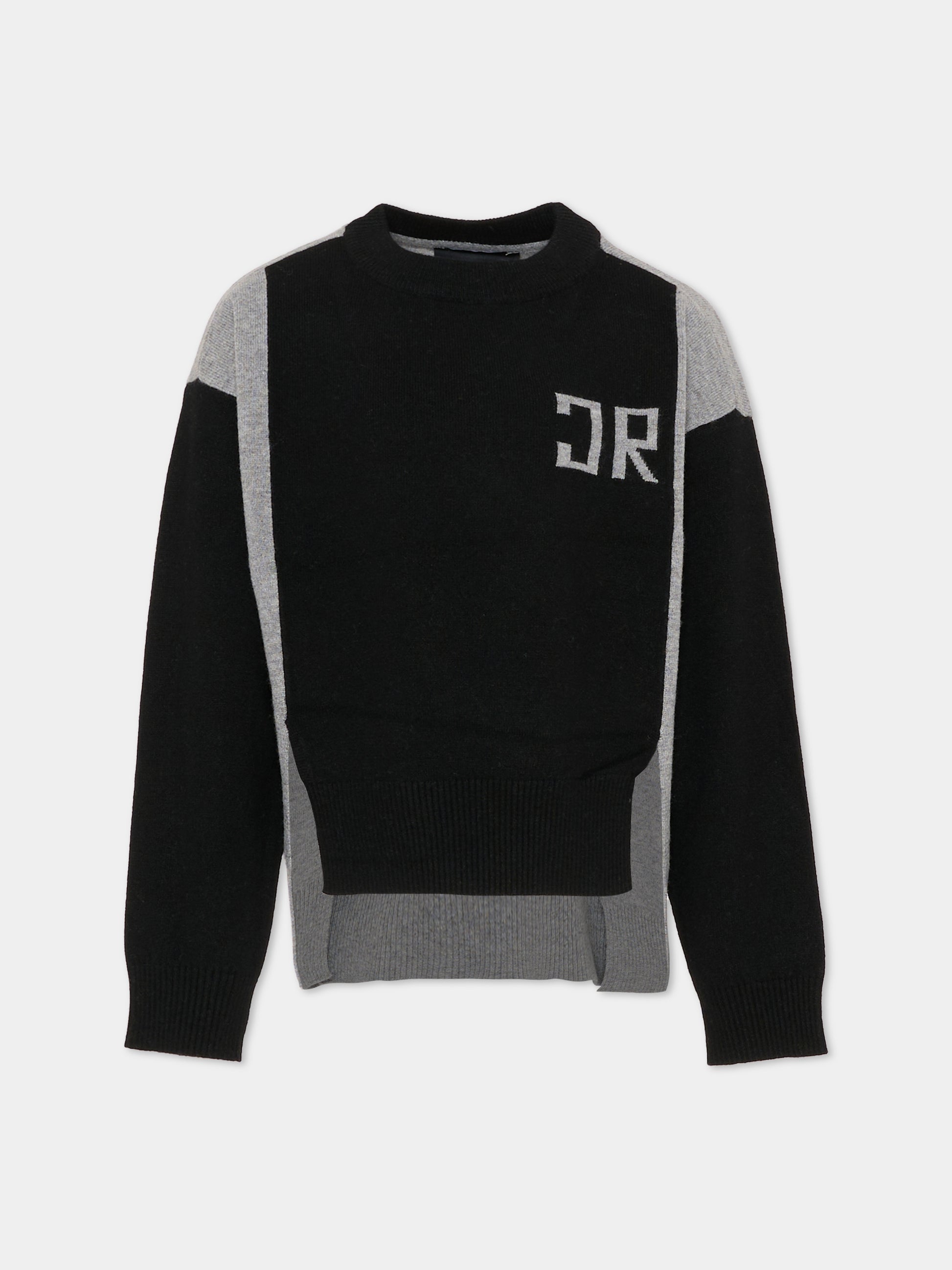 Maglione nero per bambino con logo grigio,Richmond,RBA25101MA GREY STEEL