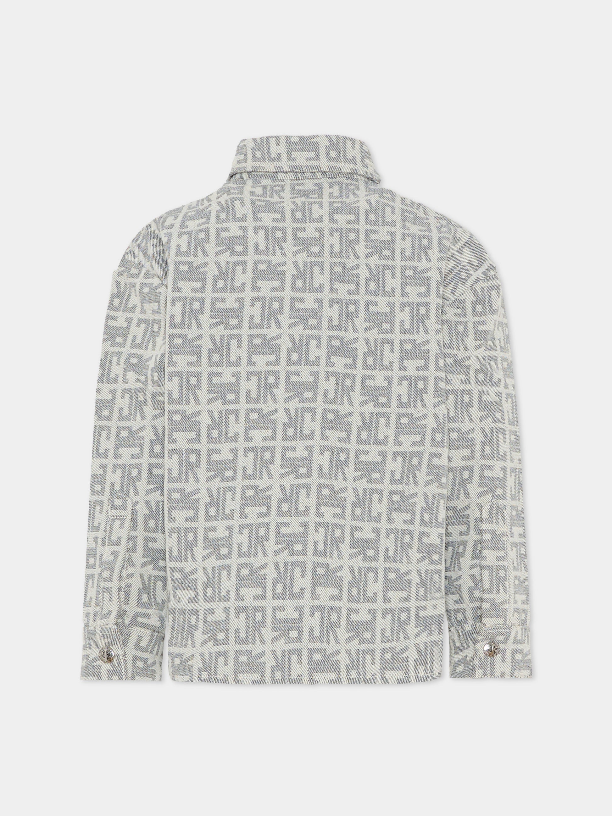 Camicia grigia per bambino con logo,Richmond,RBA25133CA JR MONOGRAM GREY