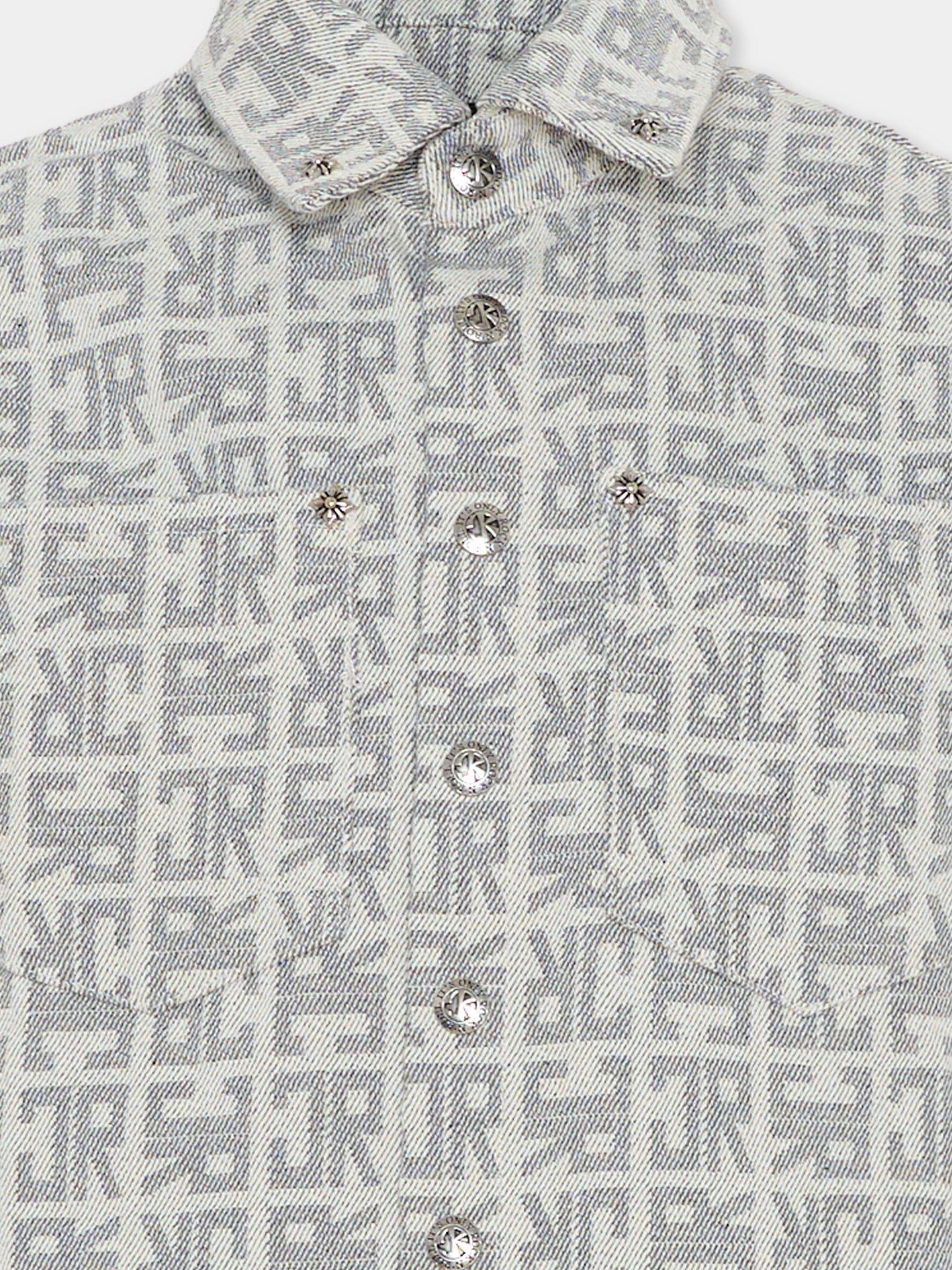 Camicia grigia per bambino con logo,Richmond,RBA25133CA JR MONOGRAM GREY