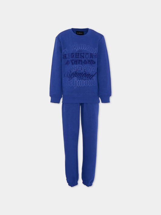 Completo blu per bambino con logo,Richmond,RBA25201CF BLUE SOLIDATE