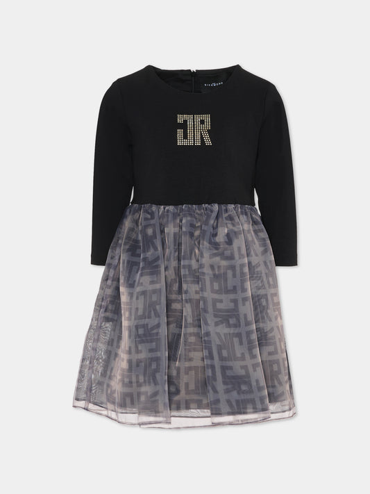 Vestito nero per bambina con logo,Richmond,RGA25174VE BLACK