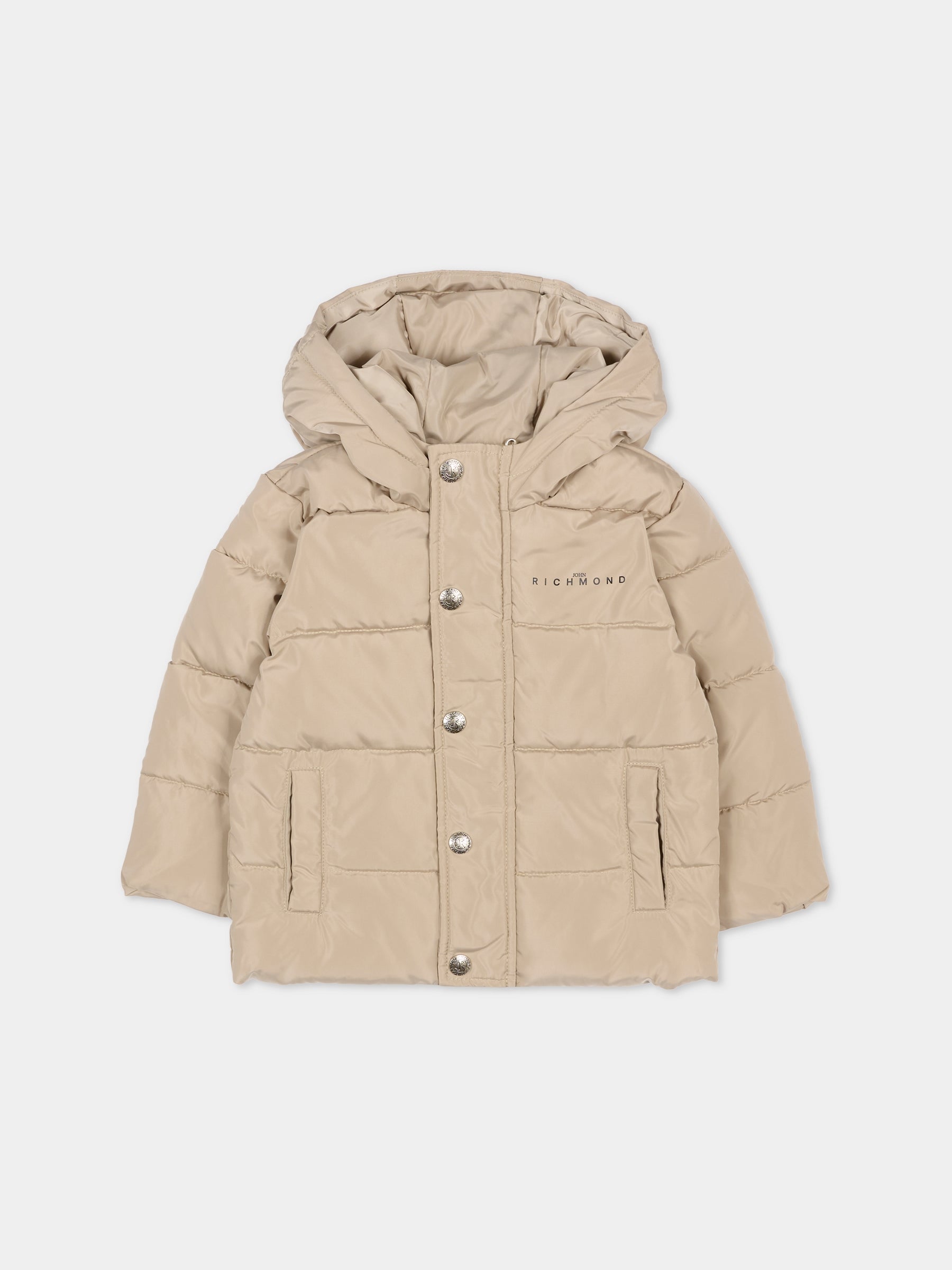 Piumino beige per neonati con logo,Richmond,RIA25011PI TRENCH COAT