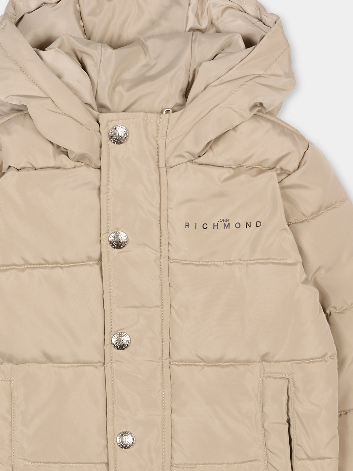 Piumino beige per neonati con logo,Richmond,RIA25011PI TRENCH COAT