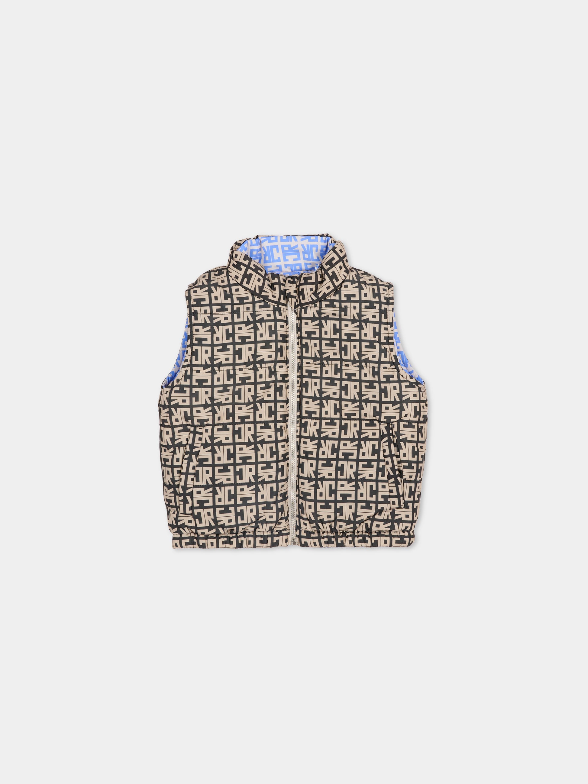 Gilet reversibile azzurro per neonato con logo,Richmond,RIA25050PI JR MONOGRAM BLUE