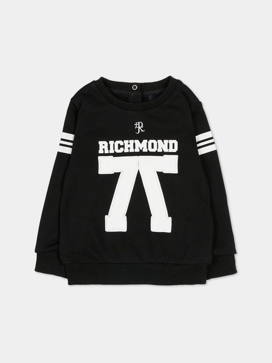 Felpa nera per neonato con logo,Richmond,RIA25051FE BLACK
