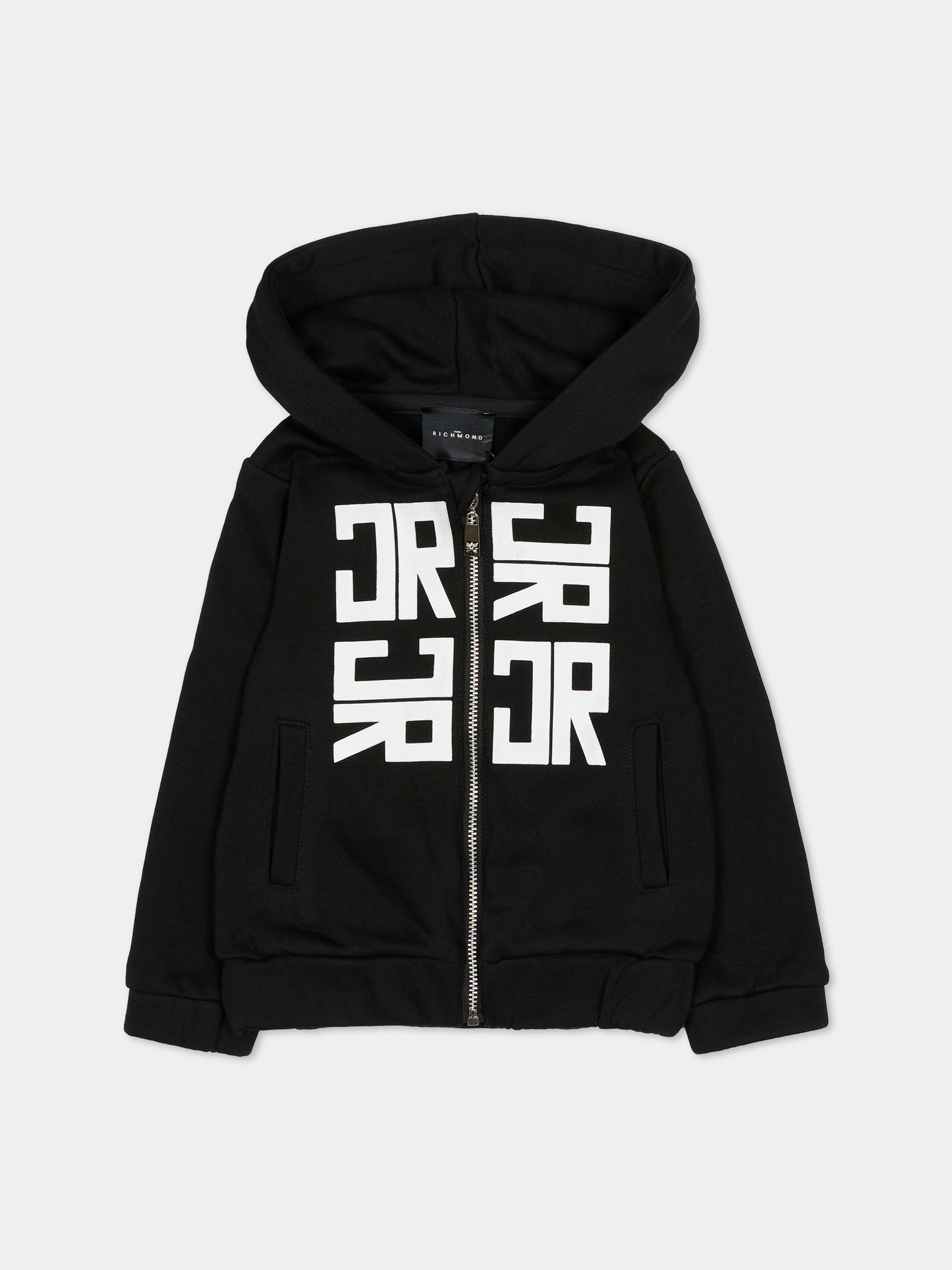 Felpa nera per neonato con loghi,Richmond,RIA25052FE BLACK