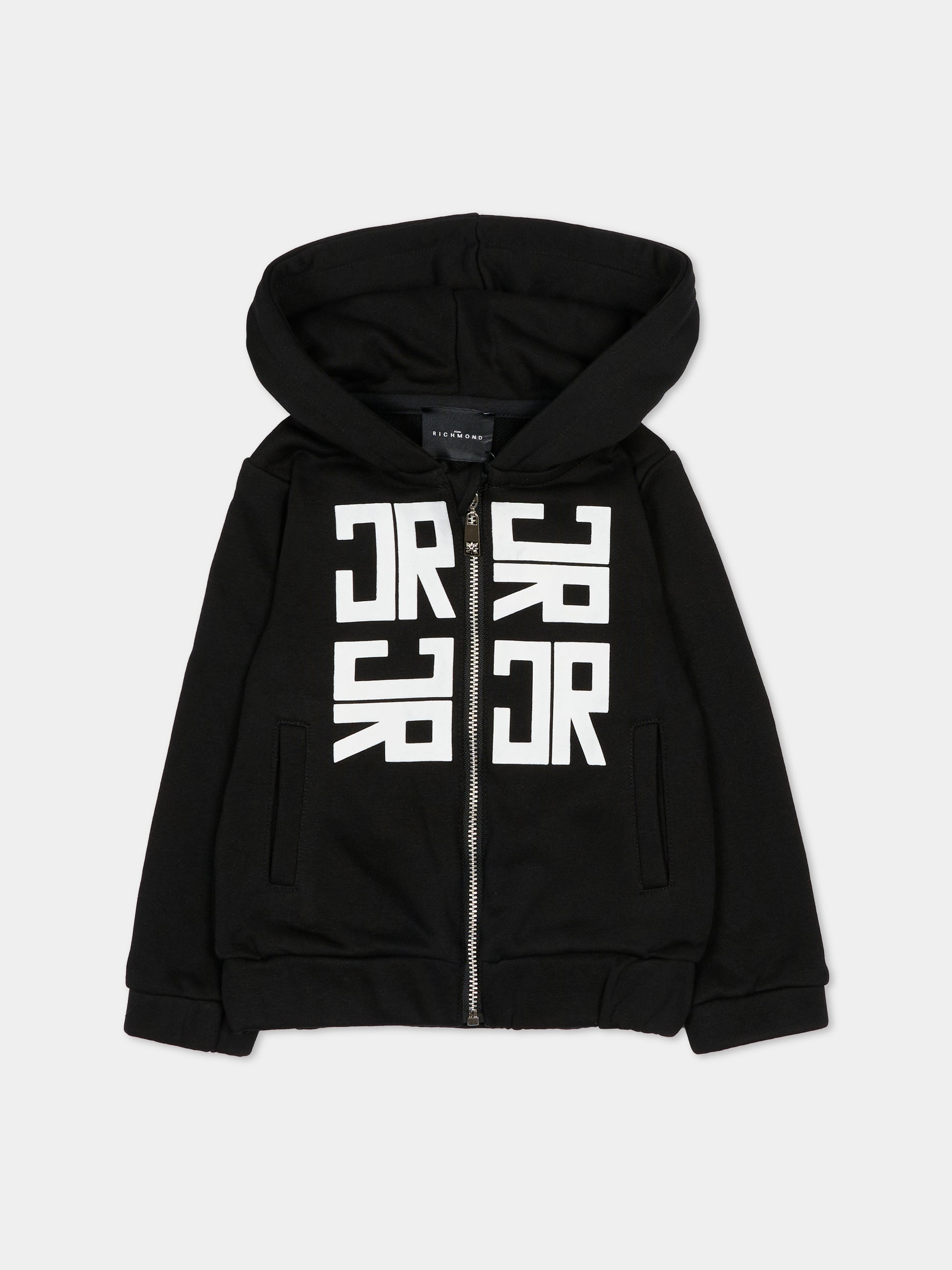 Felpa nera per neonato con loghi,Richmond,RIA25052FE BLACK