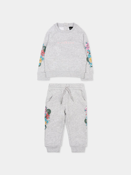 Completo grigio per neonata con motivo floreale,Richmond,RIA25065CF GREY MELANGE