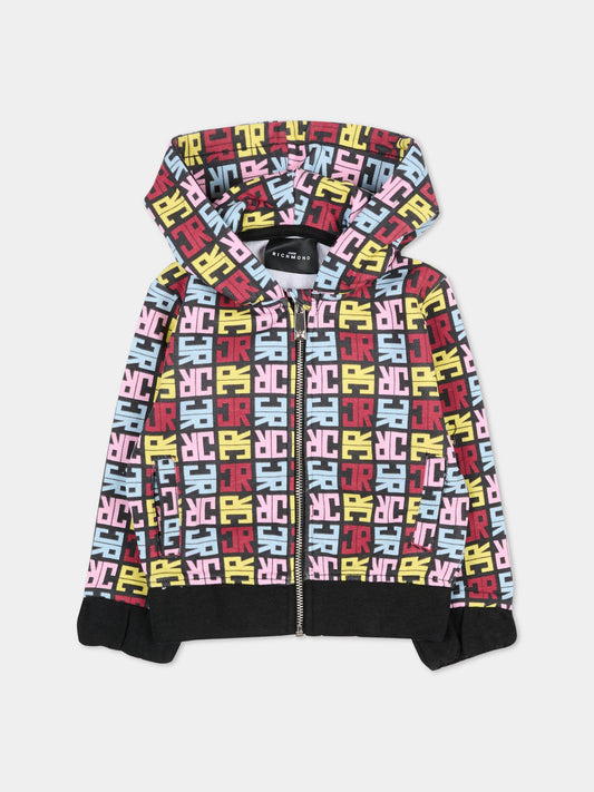 Felpa nera per neonata con logo multicolor,Richmond,RIA25069FE JR M.MULTICOLOR/BLK
