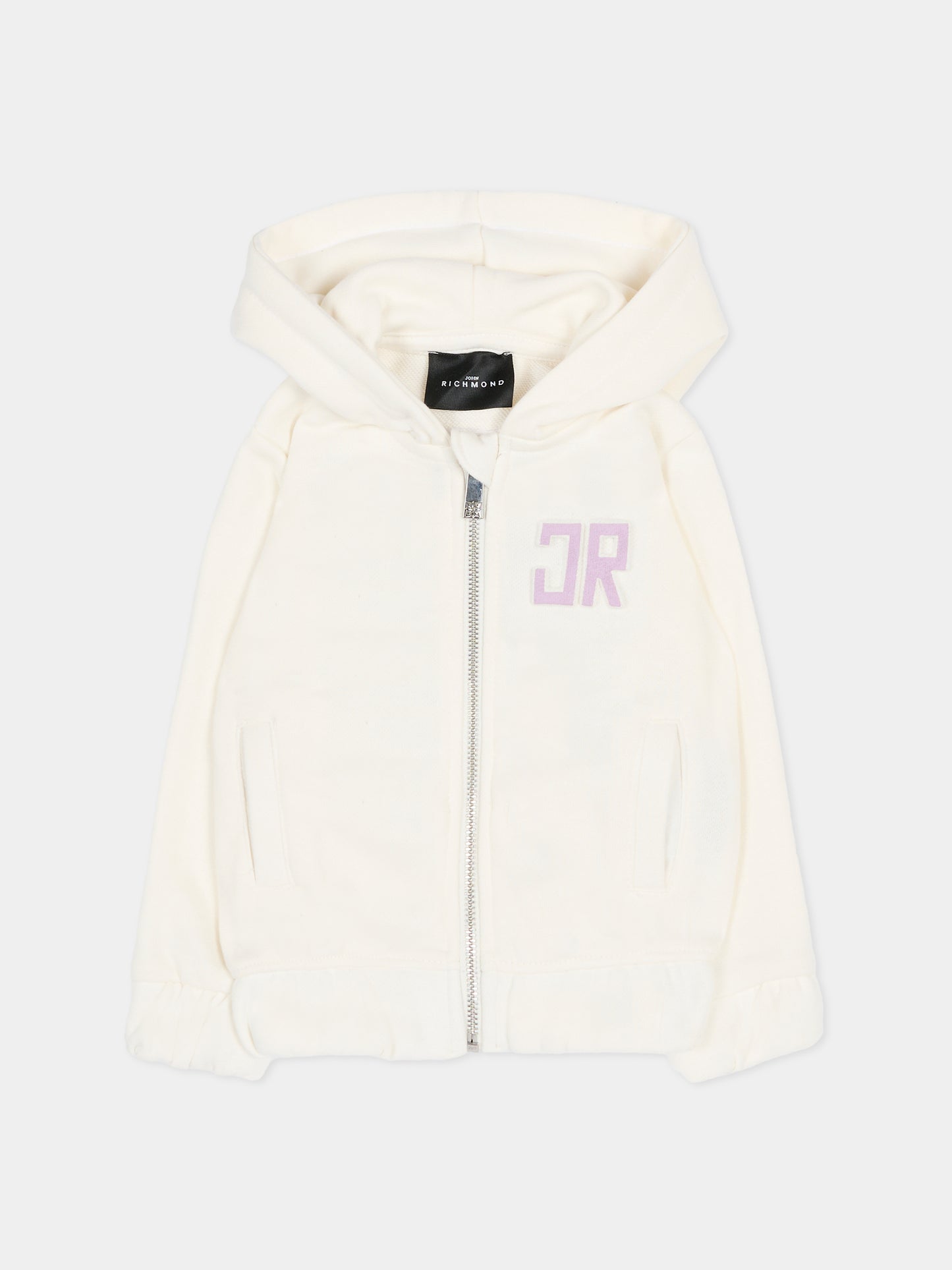 Felpa avorio per neonata con logo,Richmond,RIA25086FE OFF-WHITE