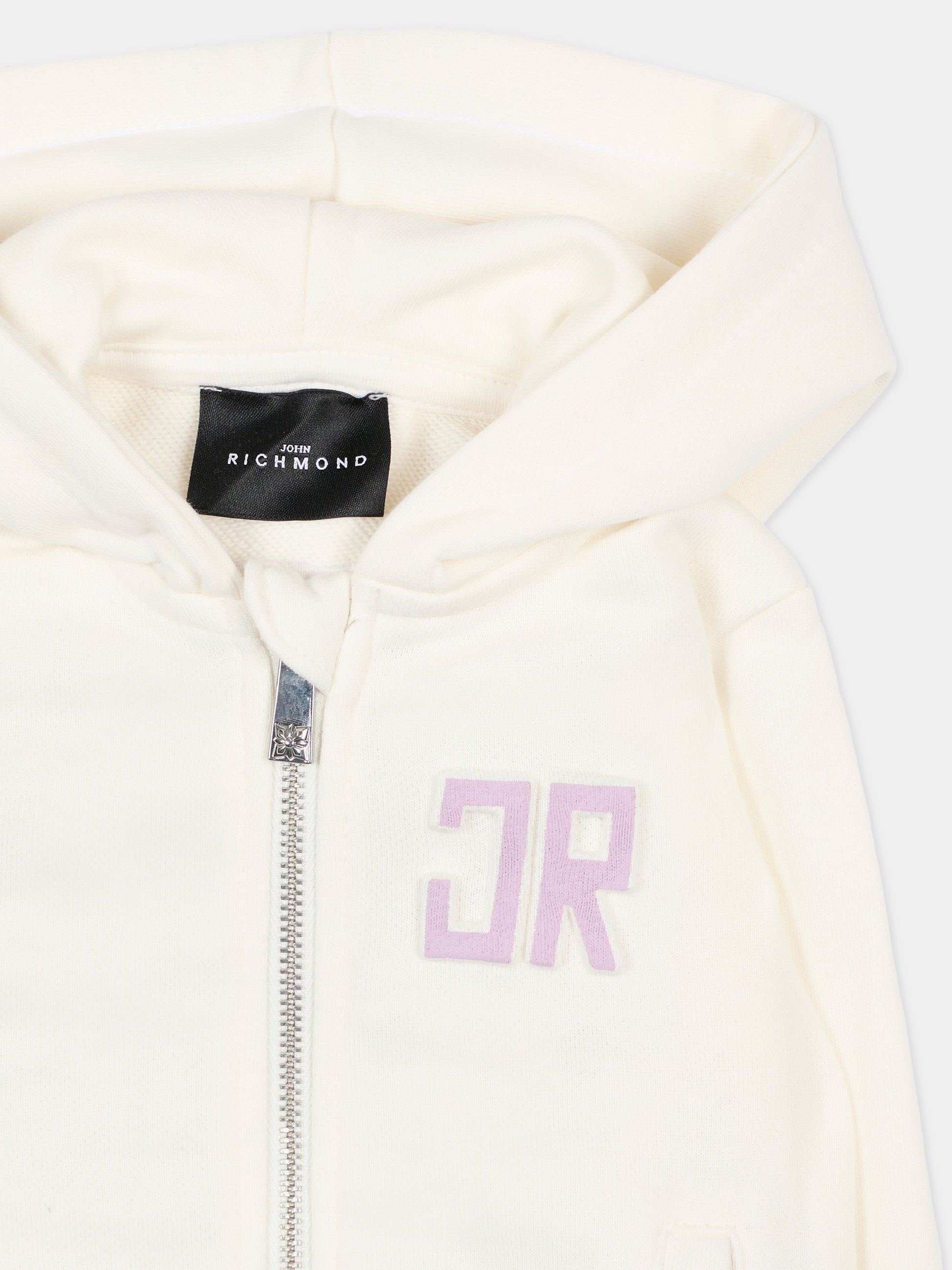 Felpa avorio per neonata con logo,Richmond,RIA25086FE OFF-WHITE
