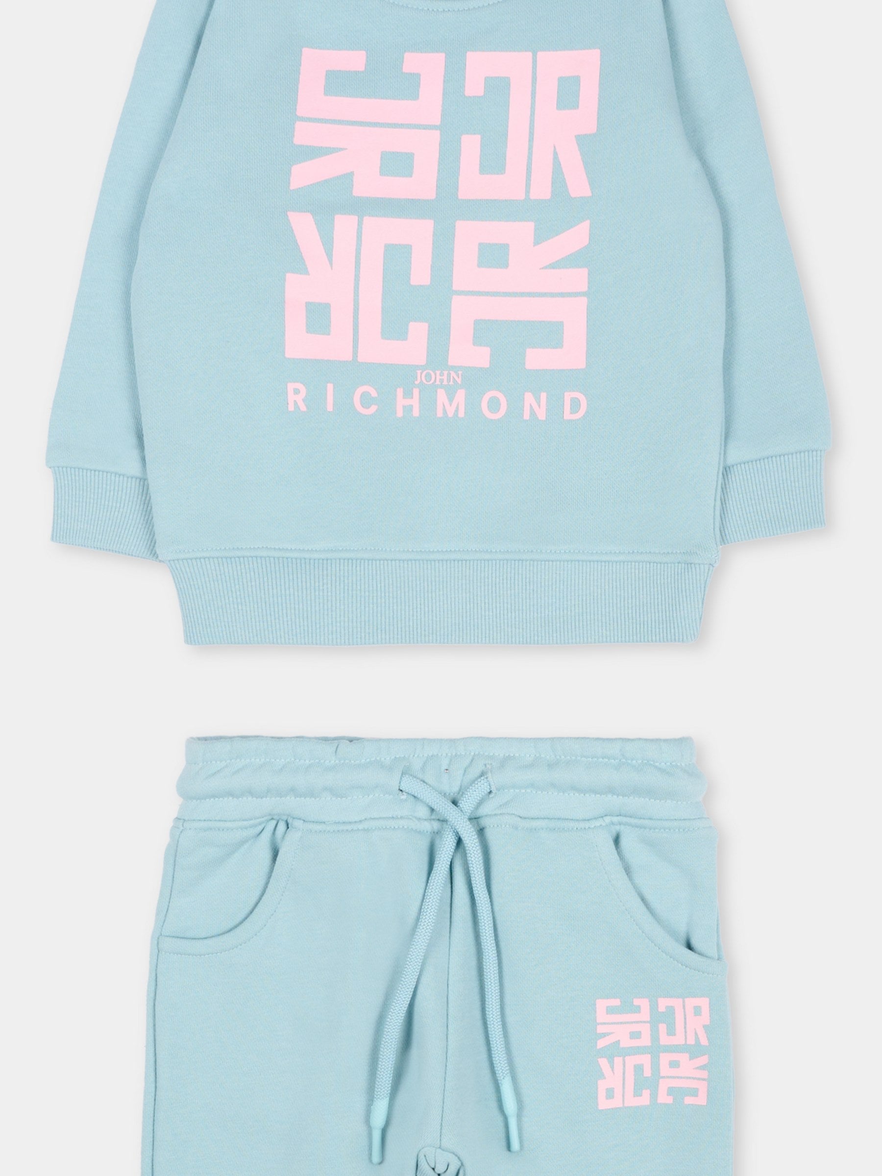 Completo azzurro per neonata con logo,Richmond,RIA25087CF FORGET ME NOT