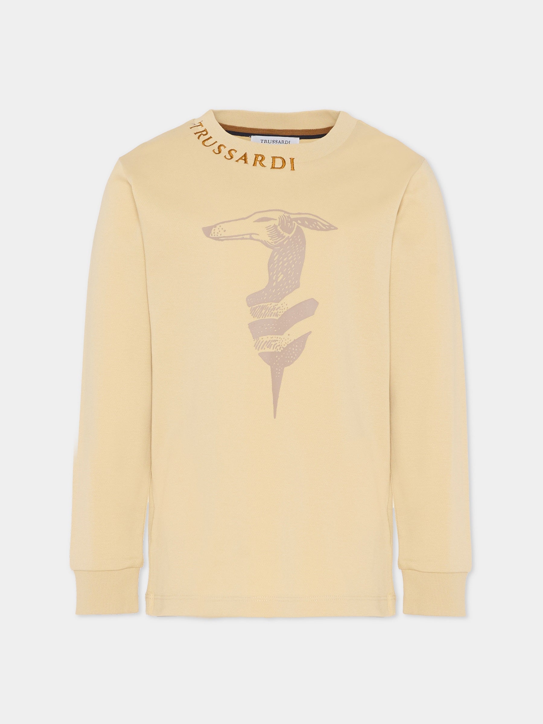 T-shirt beige per bambino con logo,Trussardi Junior,TBA25022TS BROWN RICE