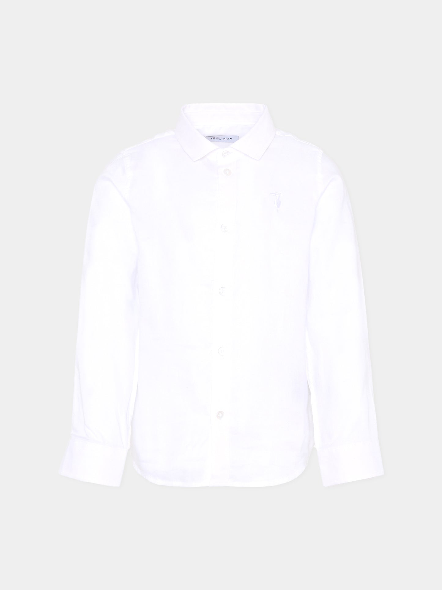 Camicia bianca per bambino con logo,Trussardi Junior,TBA25080CA OFF-WHITE