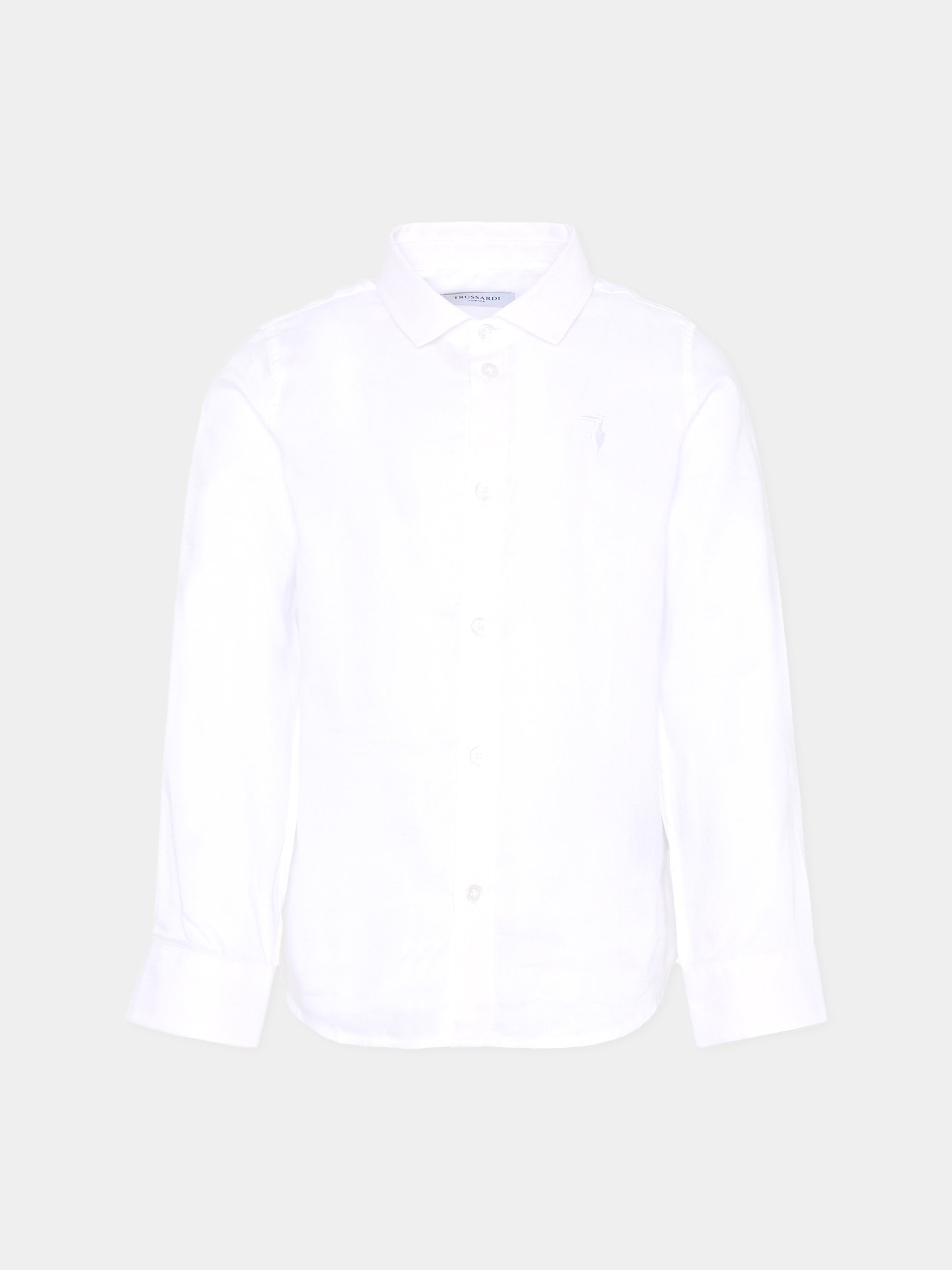 Camicia bianca per bambino con logo,Trussardi Junior,TBA25080CA OFF-WHITE