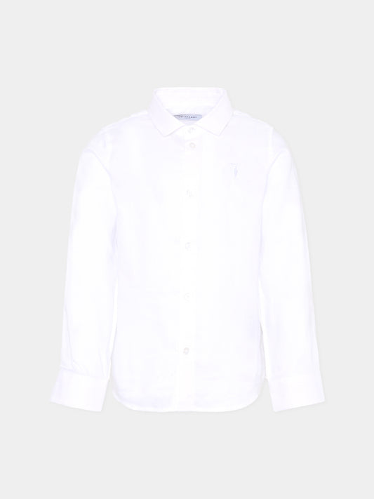 Camicia bianca per bambino con logo,Trussardi Junior,TBA25080CA OFF-WHITE