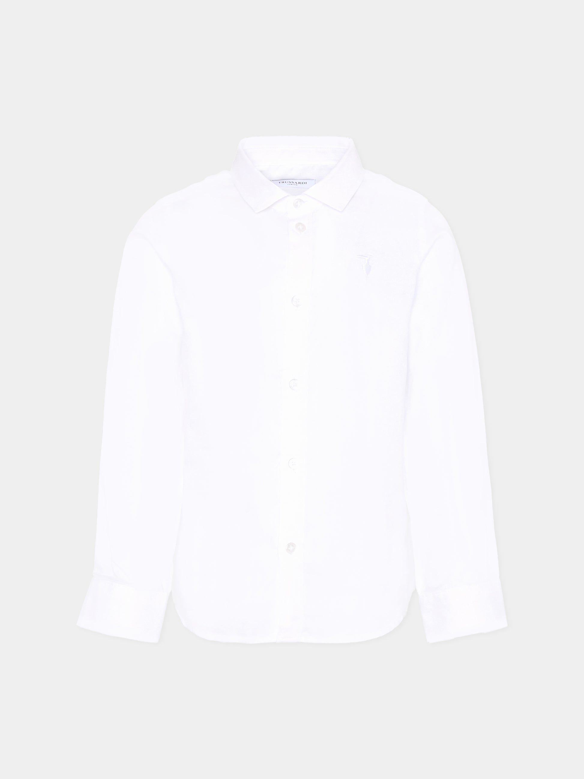 Camicia bianca per bambino con logo,Trussardi Junior,TBA25080CA OFF-WHITE
