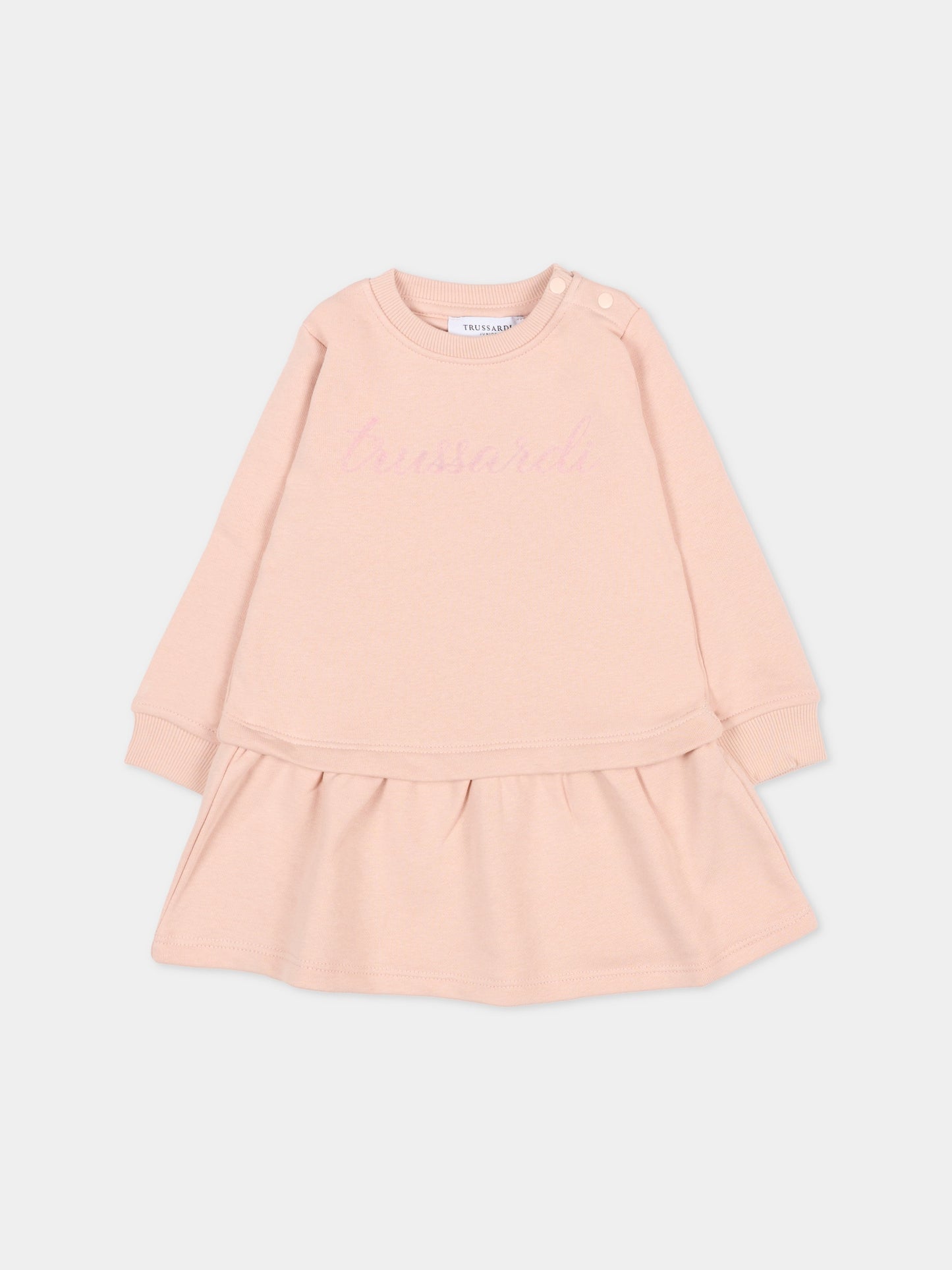Vestito rosa per neonata con logo,Trussardi Junior,TIA25003VE ROSE SMOKE