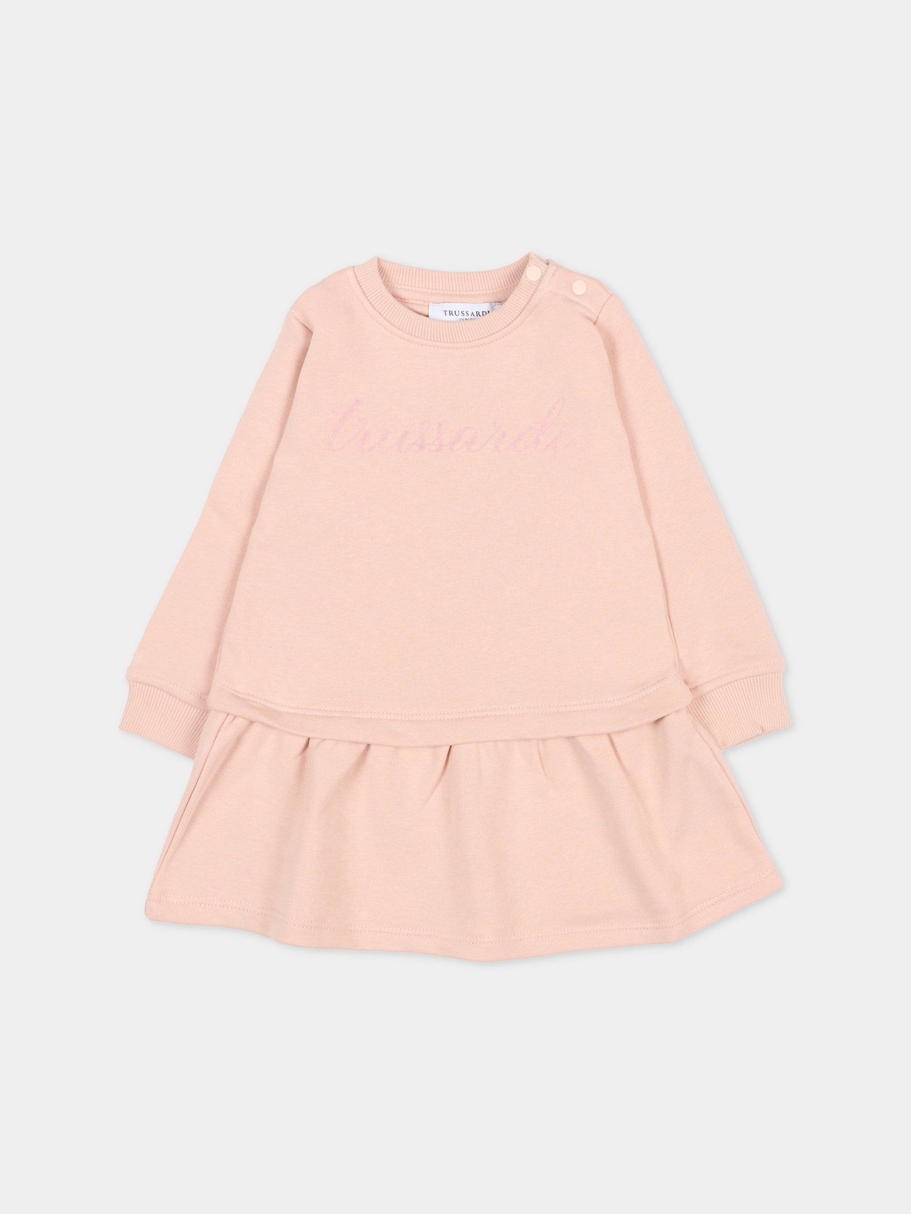 Vestito rosa per neonata con logo,Trussardi Junior,TIA25003VE ROSE SMOKE