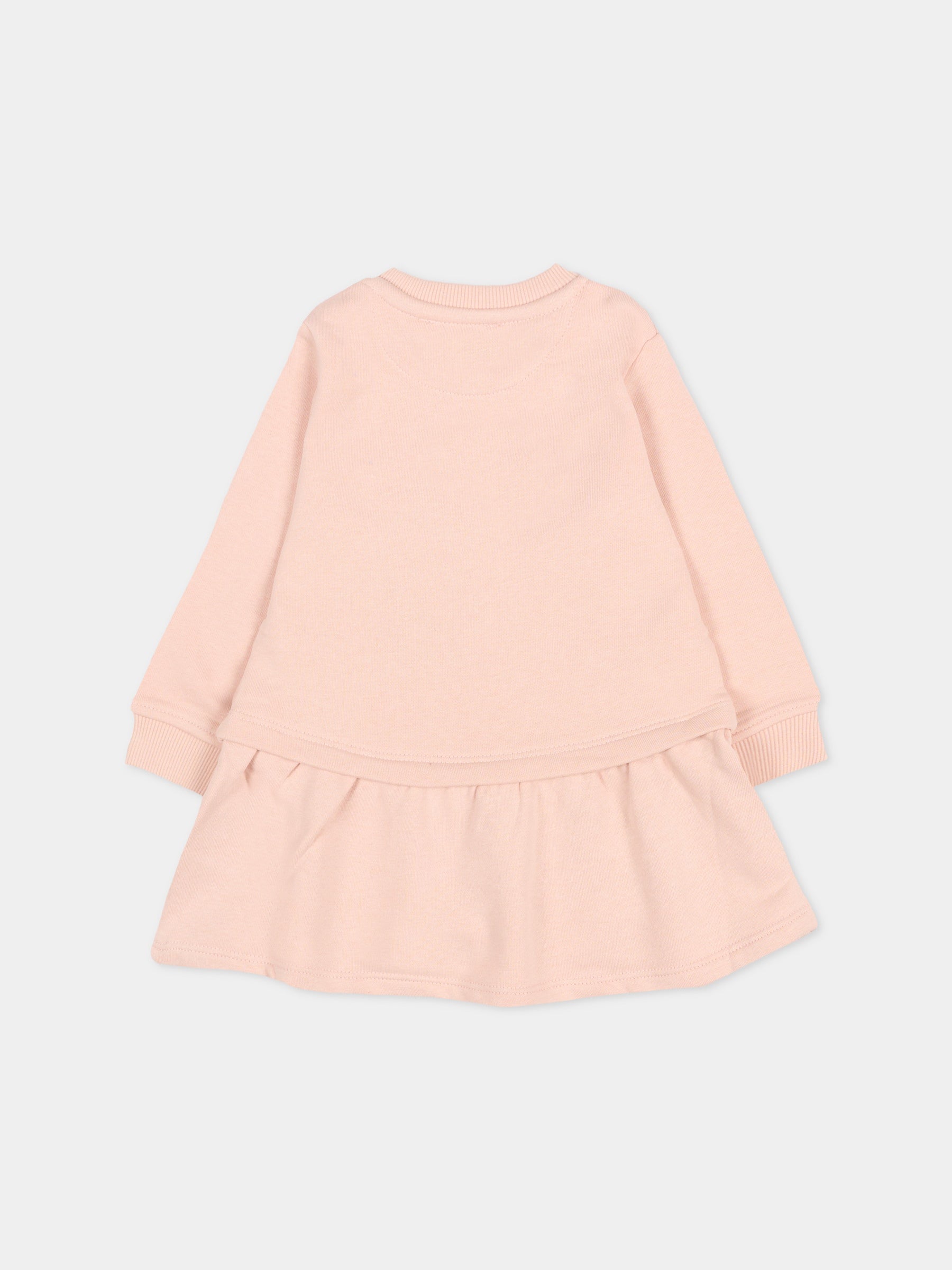 Vestito rosa per neonata con logo,Trussardi Junior,TIA25003VE ROSE SMOKE