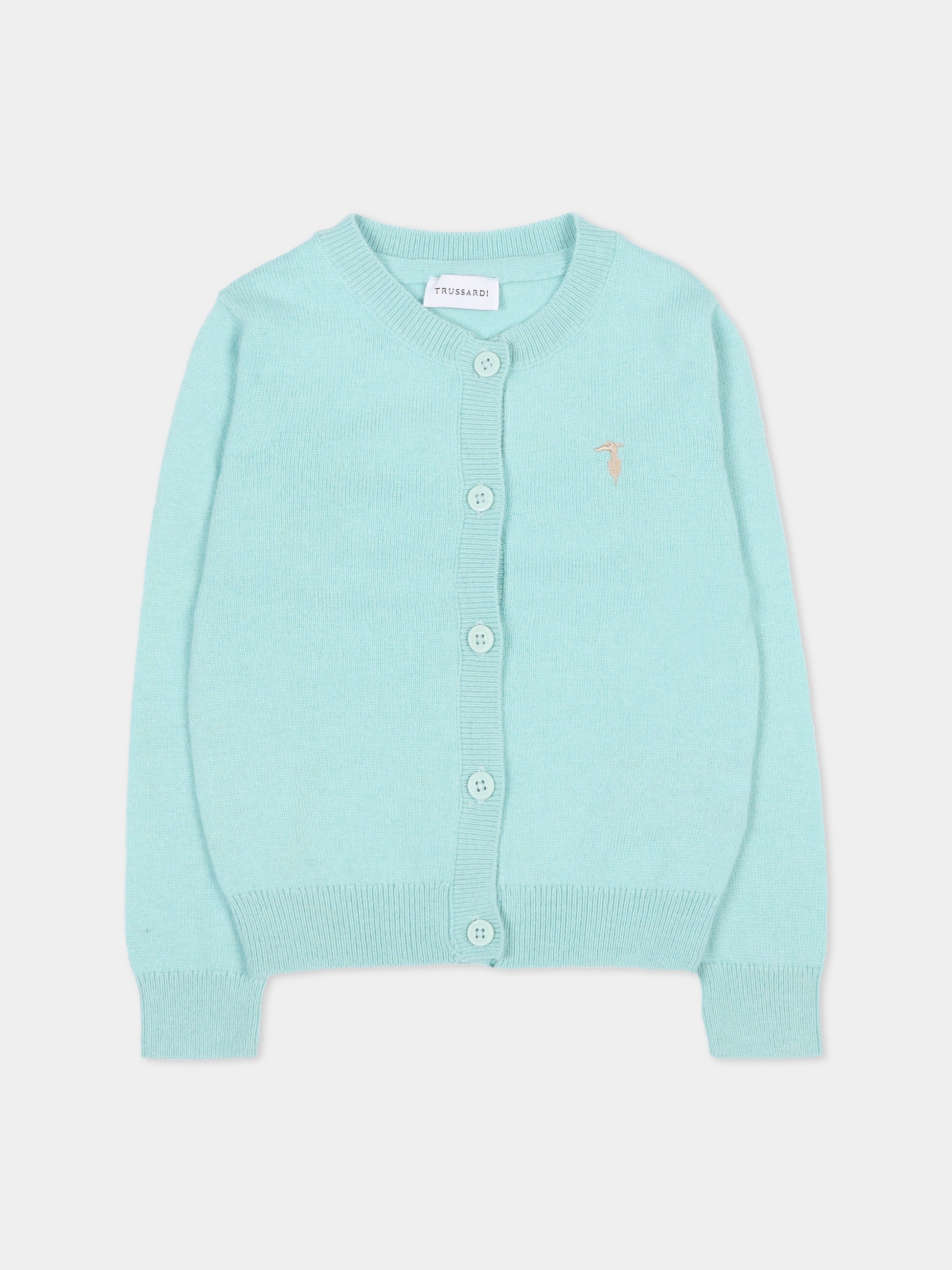 Cardigan azzurro per neonata con logo,Trussardi Junior,TIA25010CD BLUE STERLING